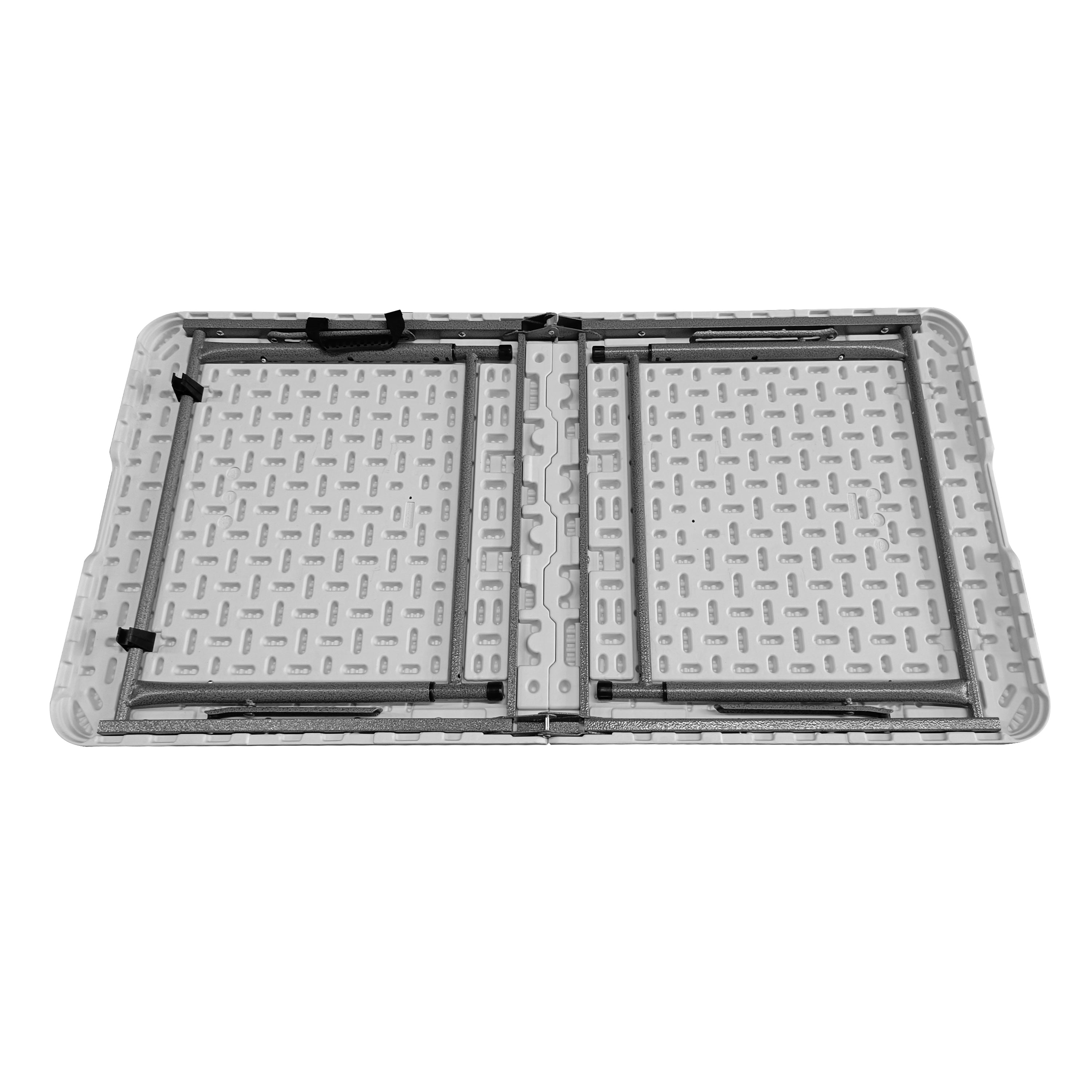 4 FT Granite White Adjustable Height Folding Table with Easy-Carry Handle Folding Table