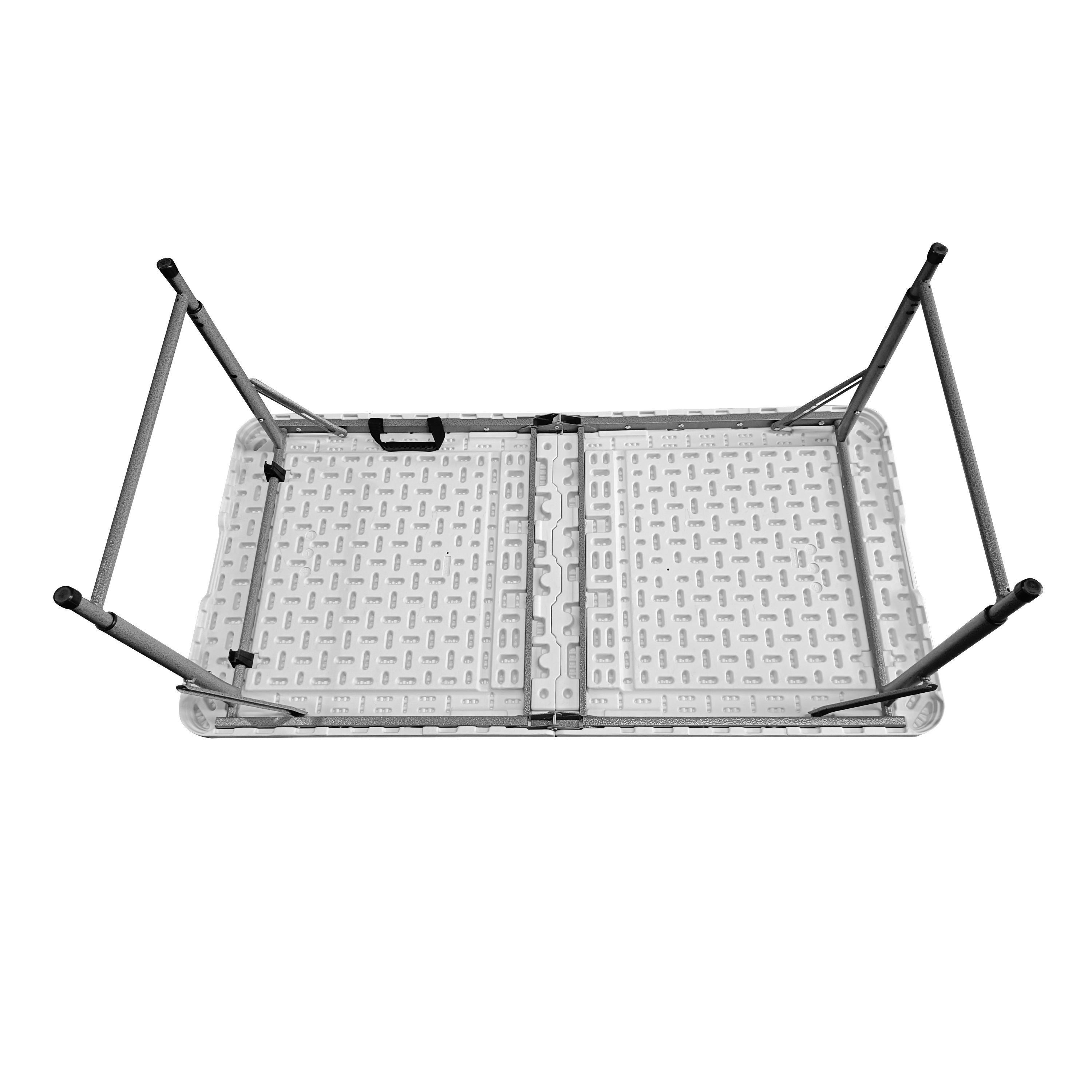 4 FT Granite White Adjustable Height Folding Table with Easy-Carry Handle Folding Table
