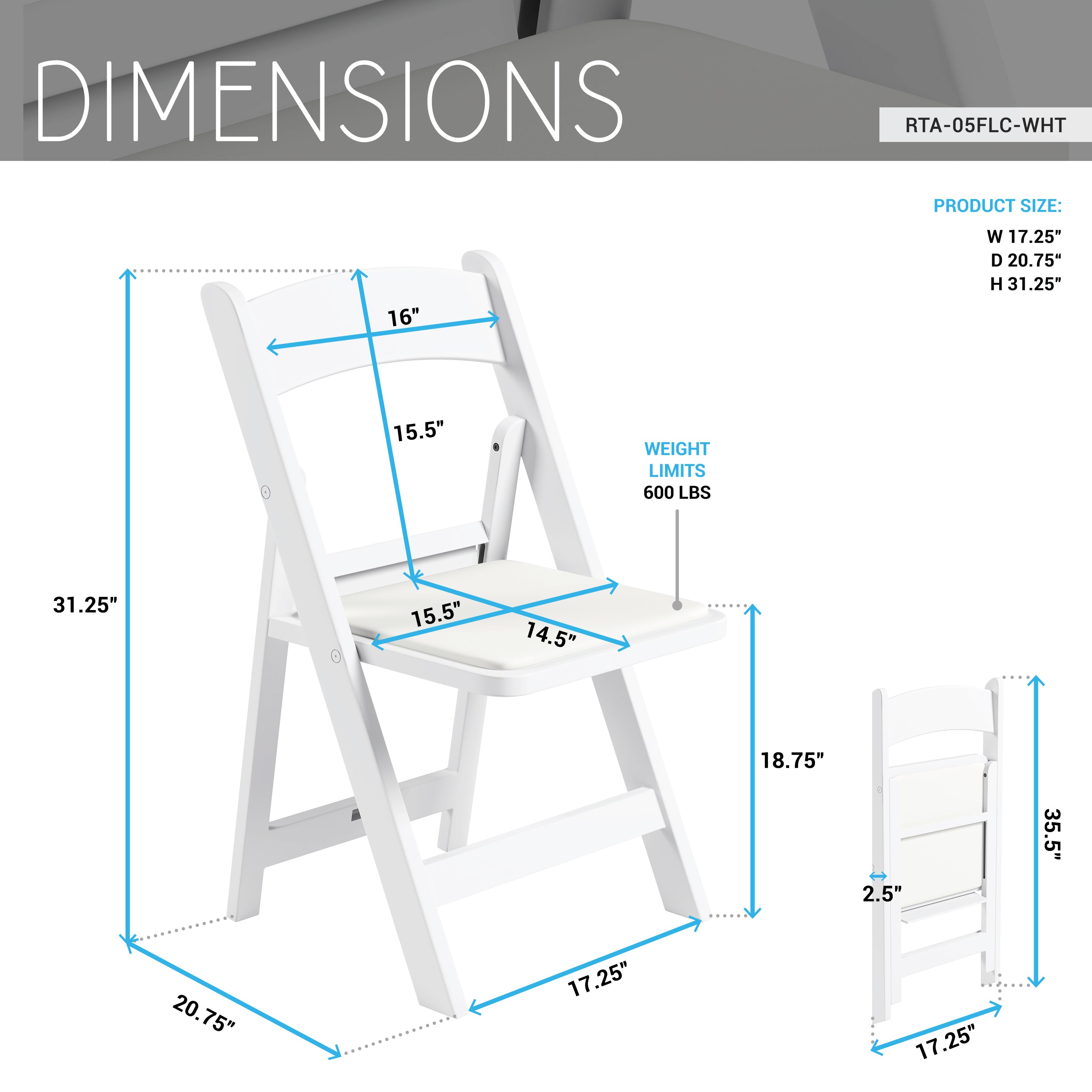 4-Pack White Resin Folding Chairs with Padded Seat