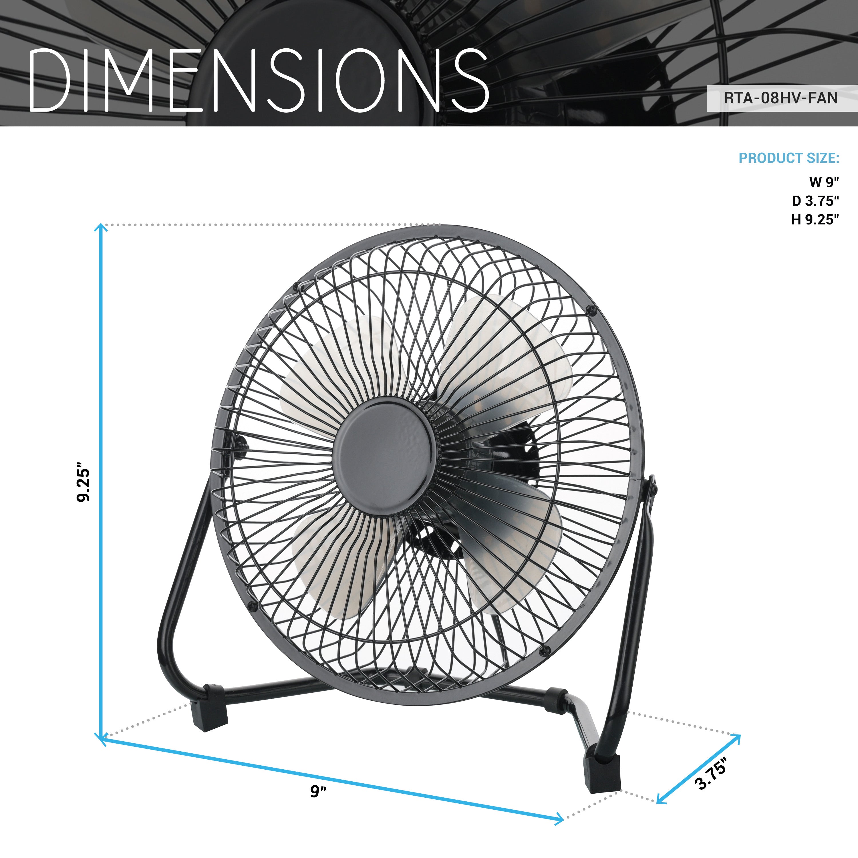8” USB-Powered High Velocity Fan, 2-Speed Compact Fan with Adjustable Tilt for Home, Office & Garage Cooling