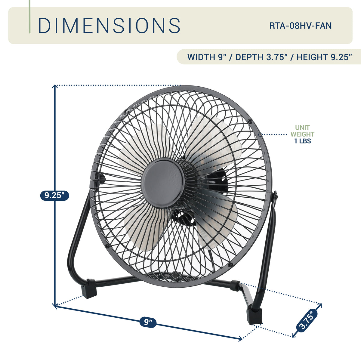 8” USB-Powered High Velocity Fan, 2-Speed Compact Fan with Adjustable Tilt for Home, Office & Garage Cooling
