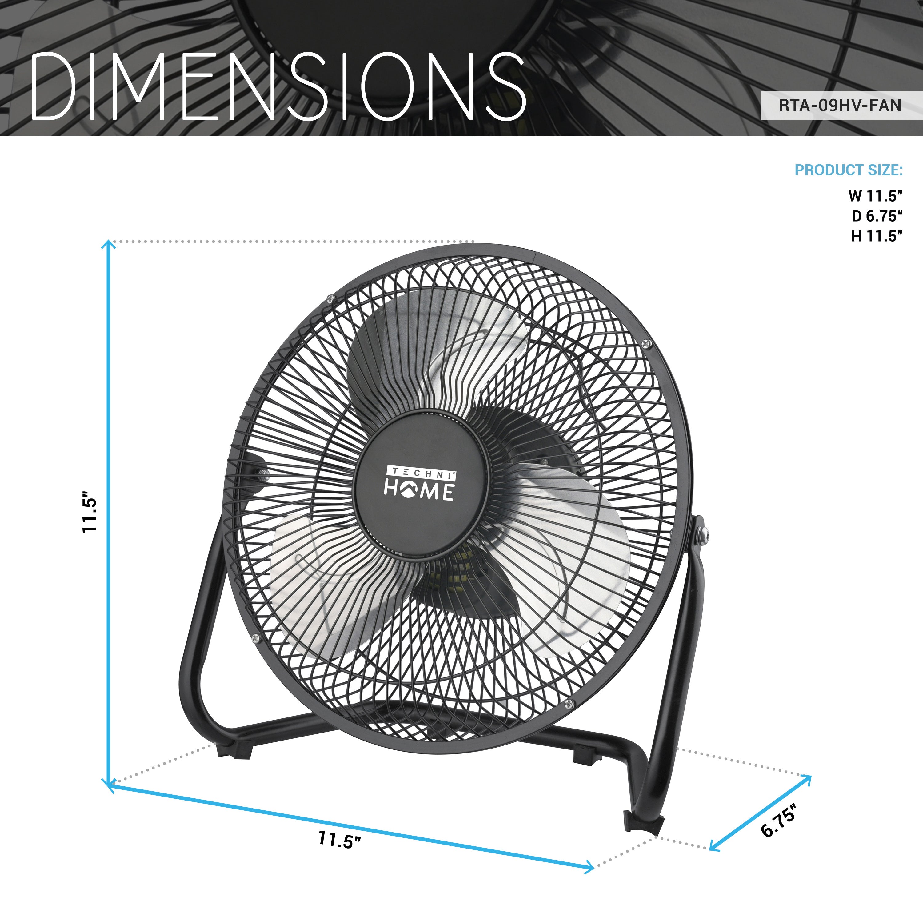 9” 2-Speed High Velocity Electric Fan, Portable Fan with Adjustable Tilt for Home, Office & Garage Cooling