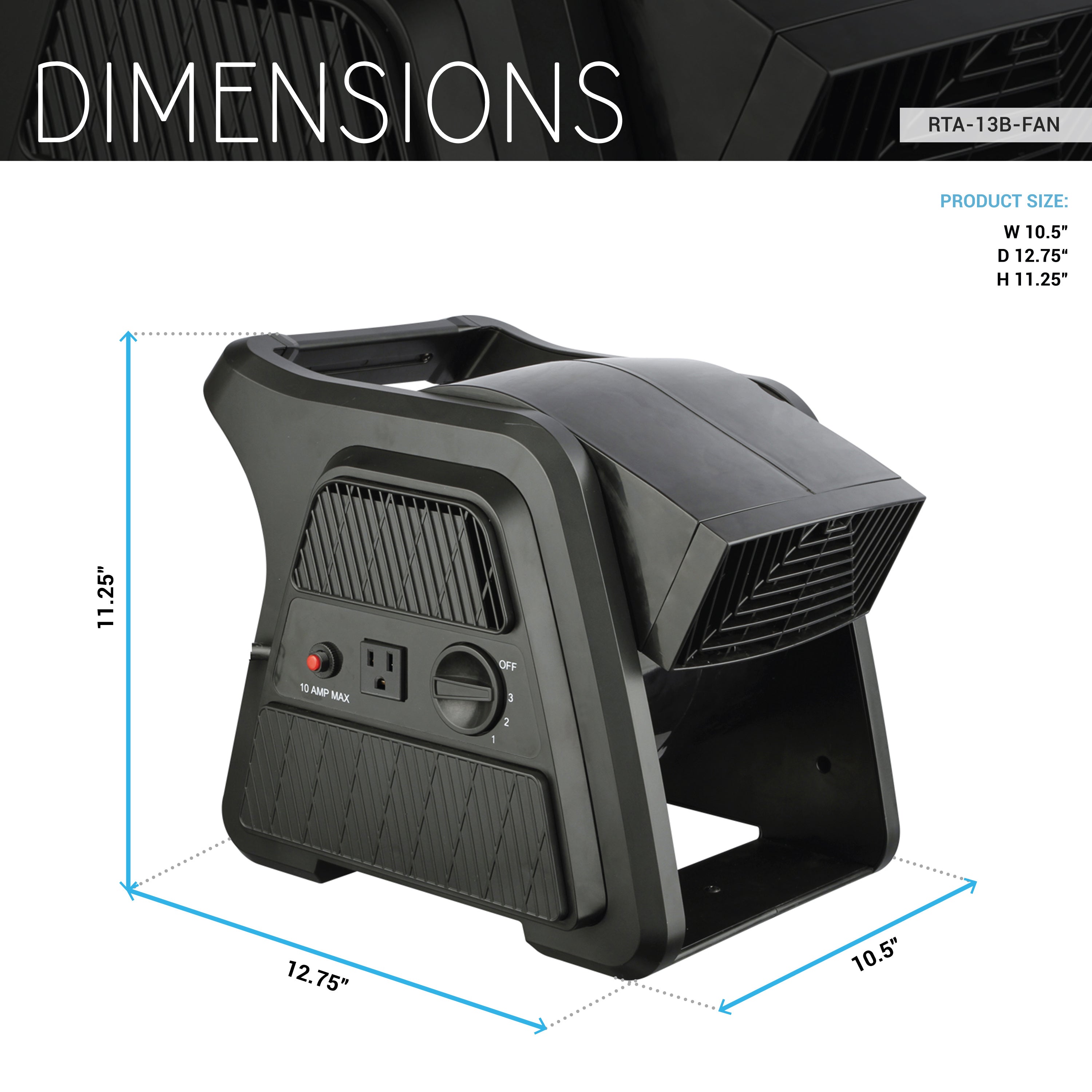 600 CFM High Velocity Floor Blower Fan – Pivoting Design with 300° Airflow Angle, 10 AMP Built-In Outlet, Ideal for Drying, Ventilating, and Cooling in Home or Commercial Spaces
