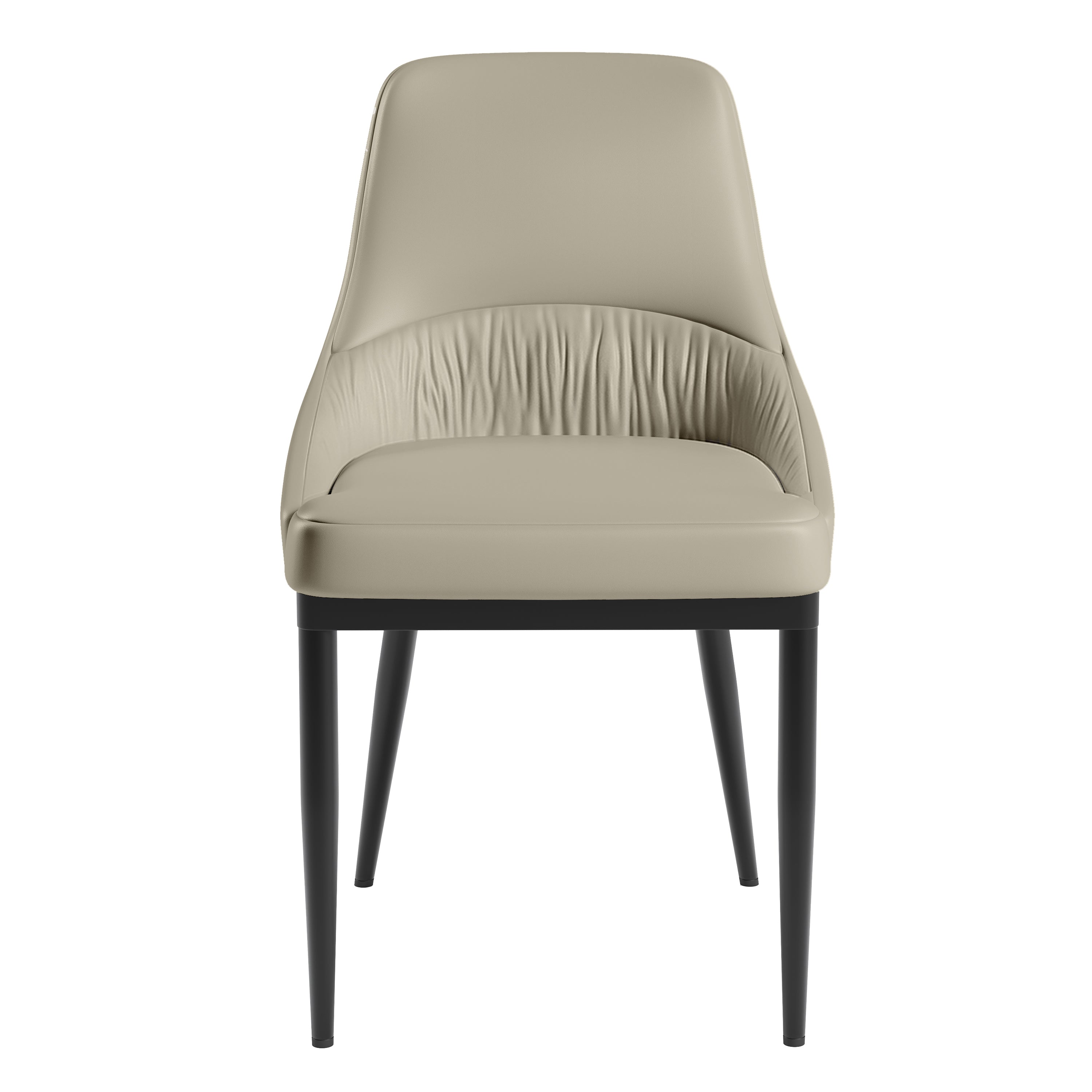 Armless Taupe Dining Chairs with Black Legs – Set of 2