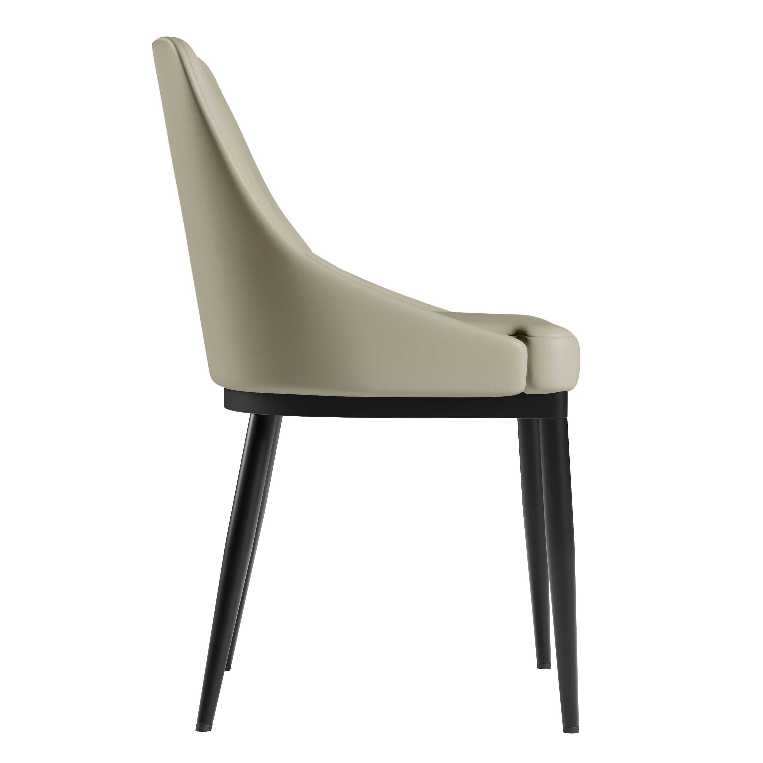 Armless Taupe Dining Chairs with Black Legs – Set of 2
