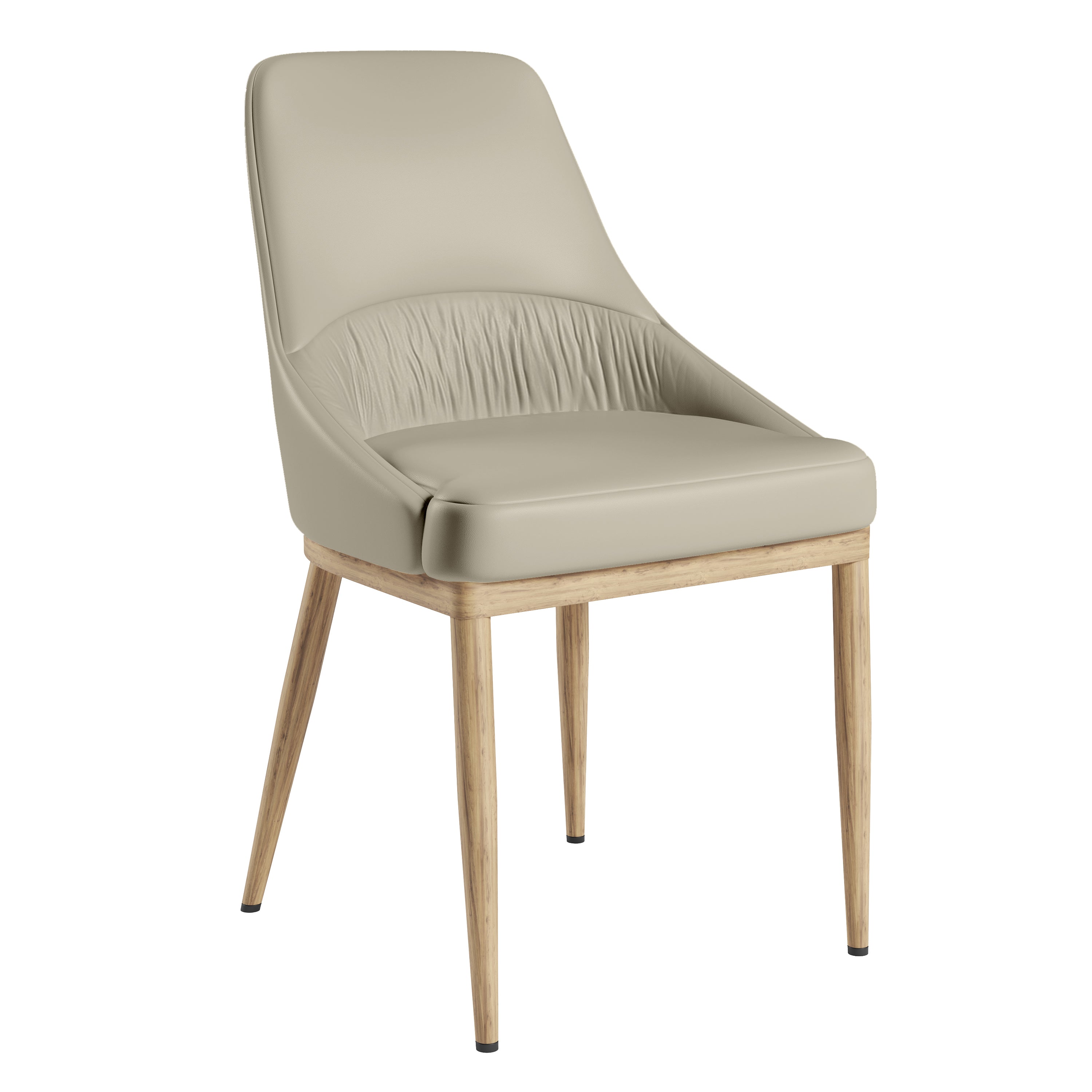 Armless Taupe Dining Chairs with Wood-Look Legs – Set of 2