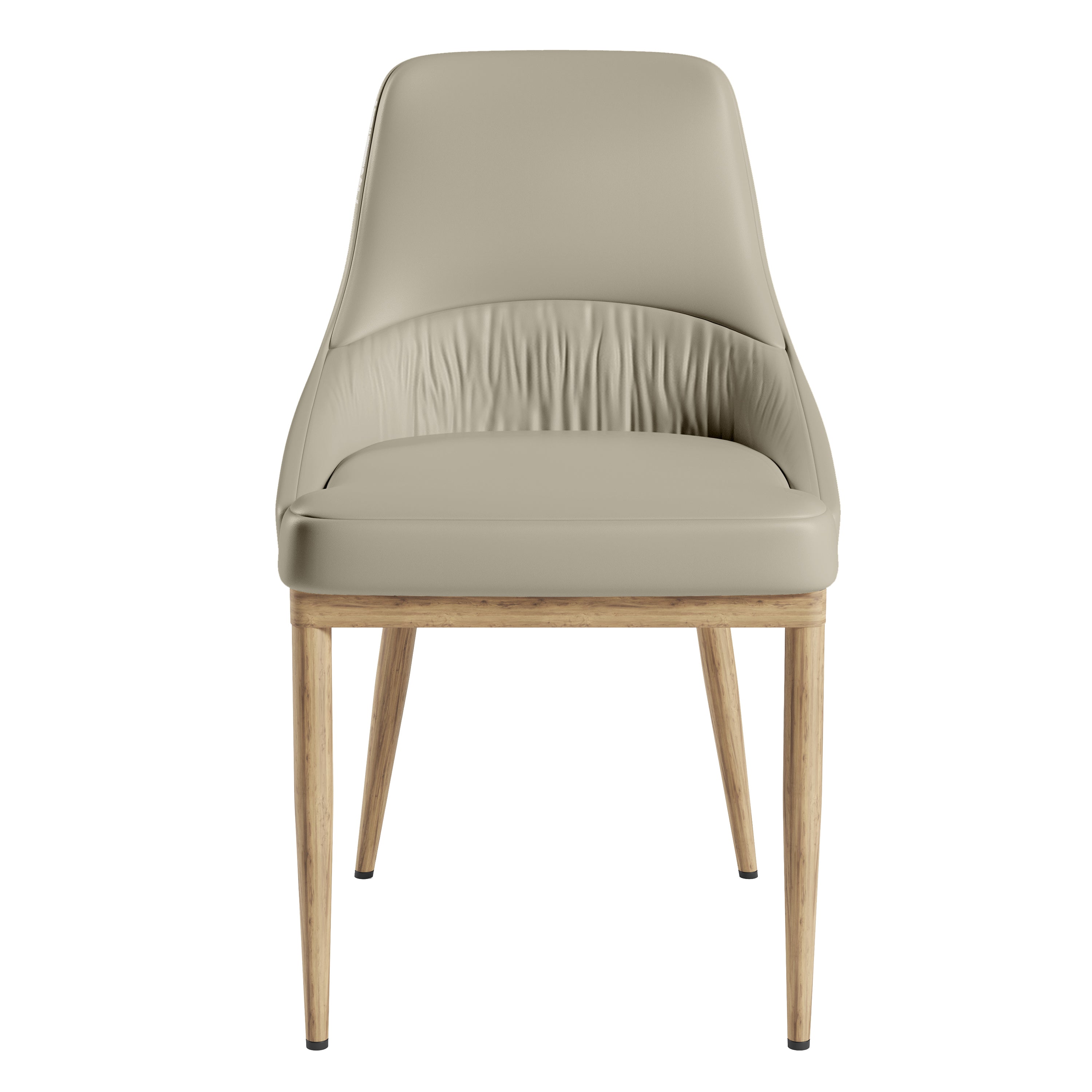 Armless Taupe Dining Chairs with Wood-Look Legs – Set of 2