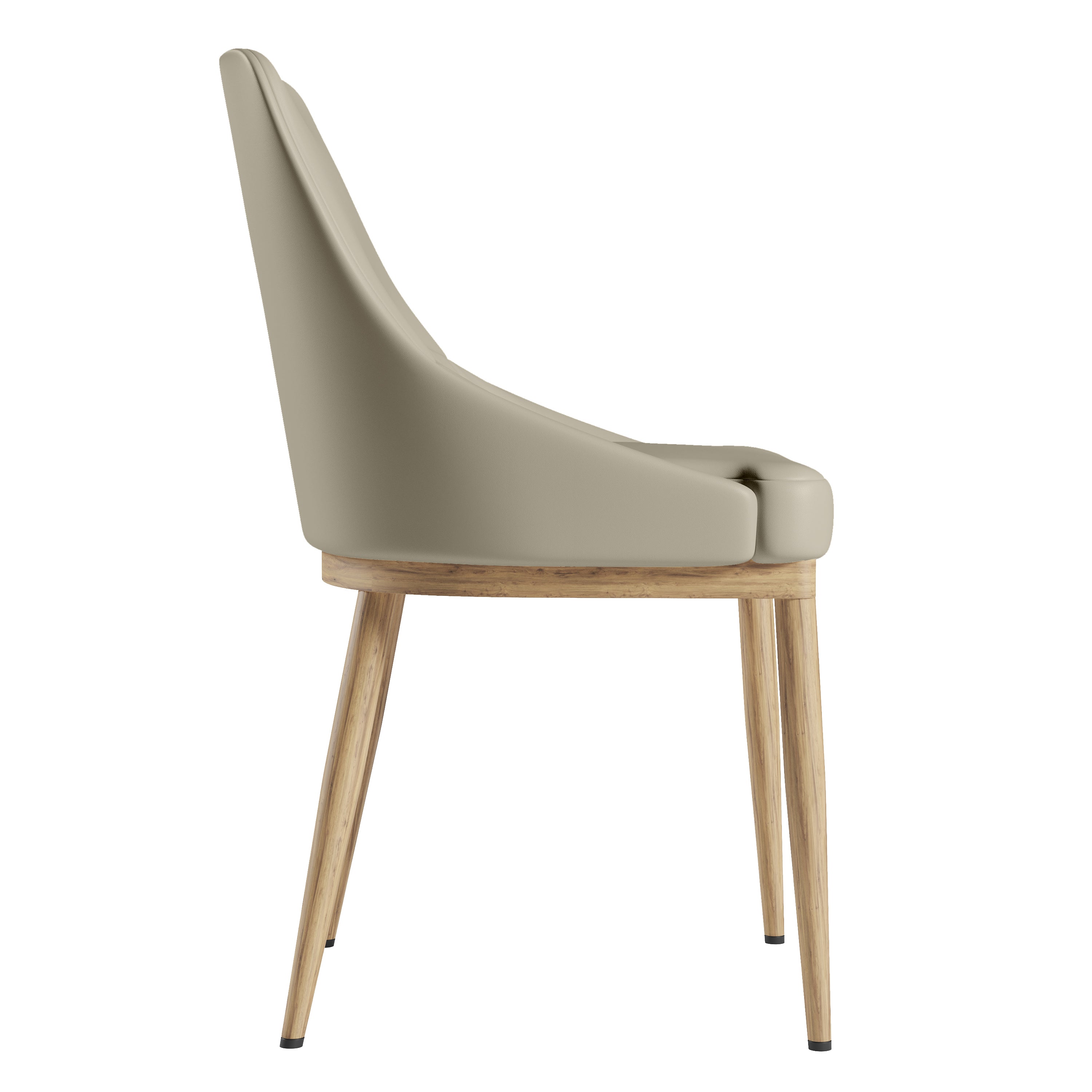 Armless Taupe Dining Chairs with Wood-Look Legs – Set of 2