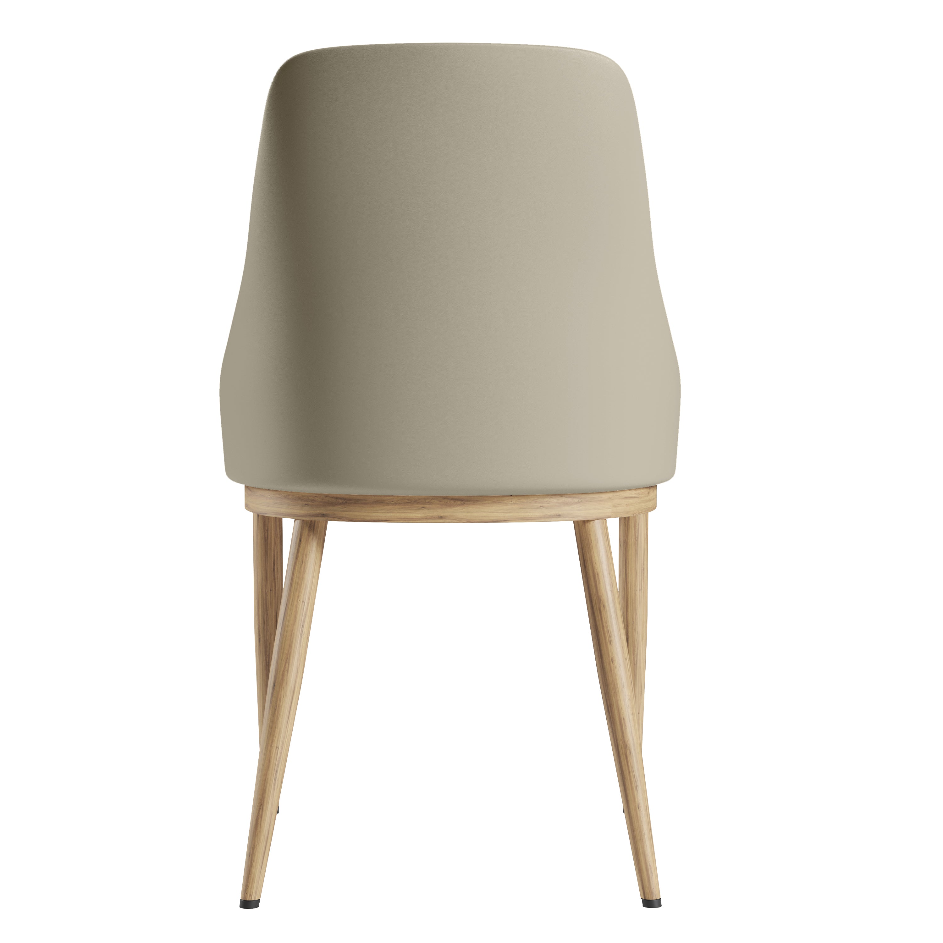 Armless Taupe Dining Chairs with Wood-Look Legs – Set of 2