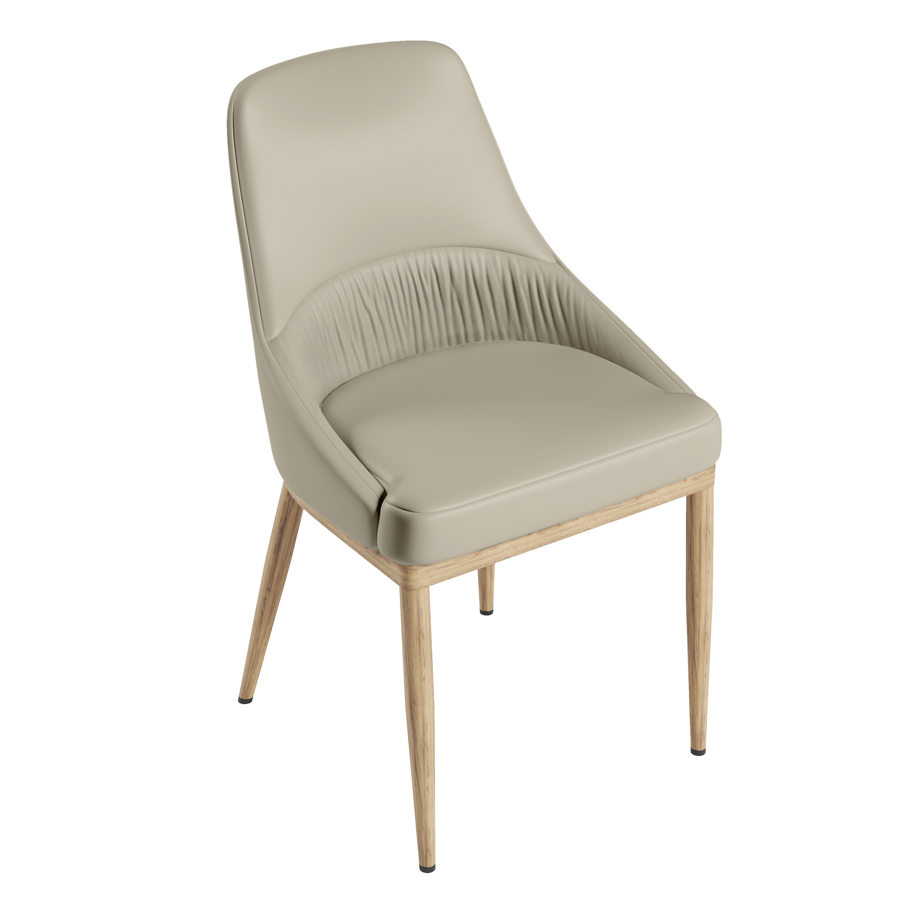 Armless Taupe Dining Chairs with Wood-Look Legs – Set of 2