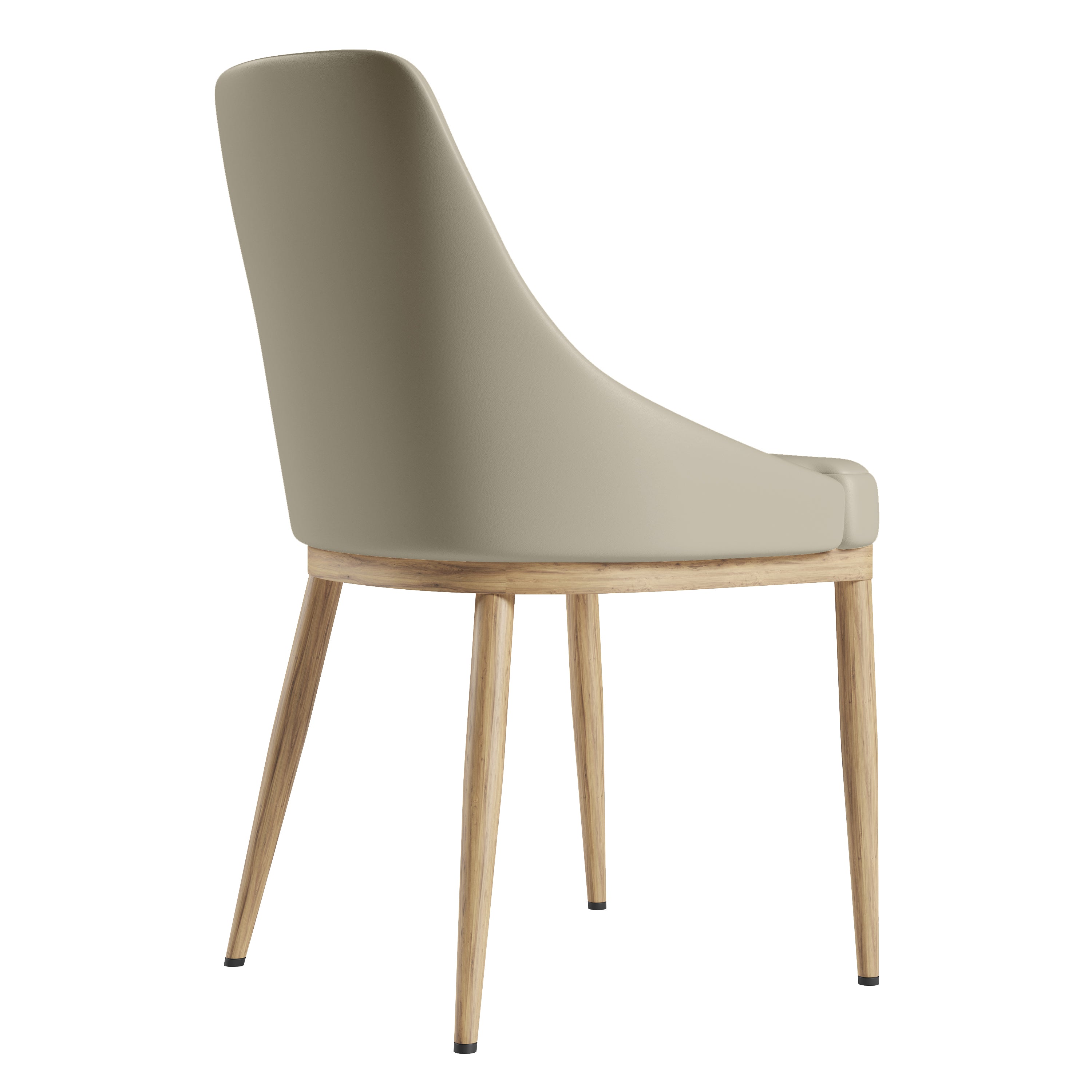 Armless Taupe Dining Chairs with Wood-Look Legs – Set of 2