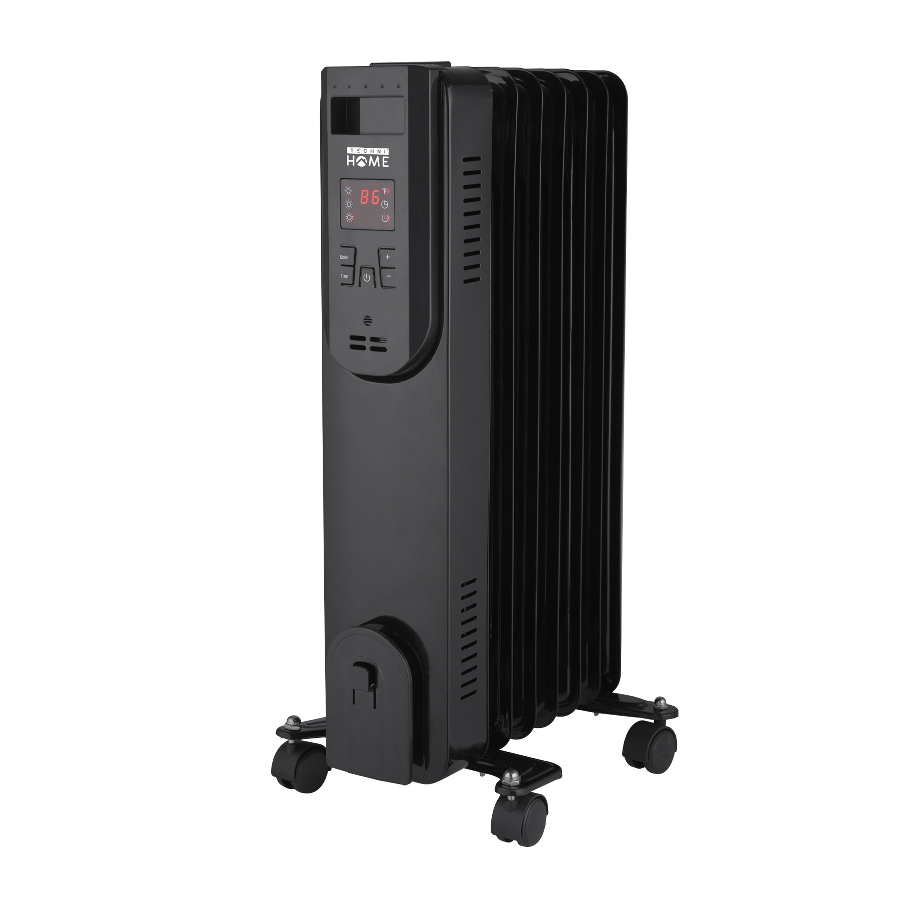 Oil Space Heater with Remote Control, Portable Radiator Heater with 7 Oil-Filled Fins Indoor Uses, 3 Heat Settings, Thermostat, Tip-Over Protection