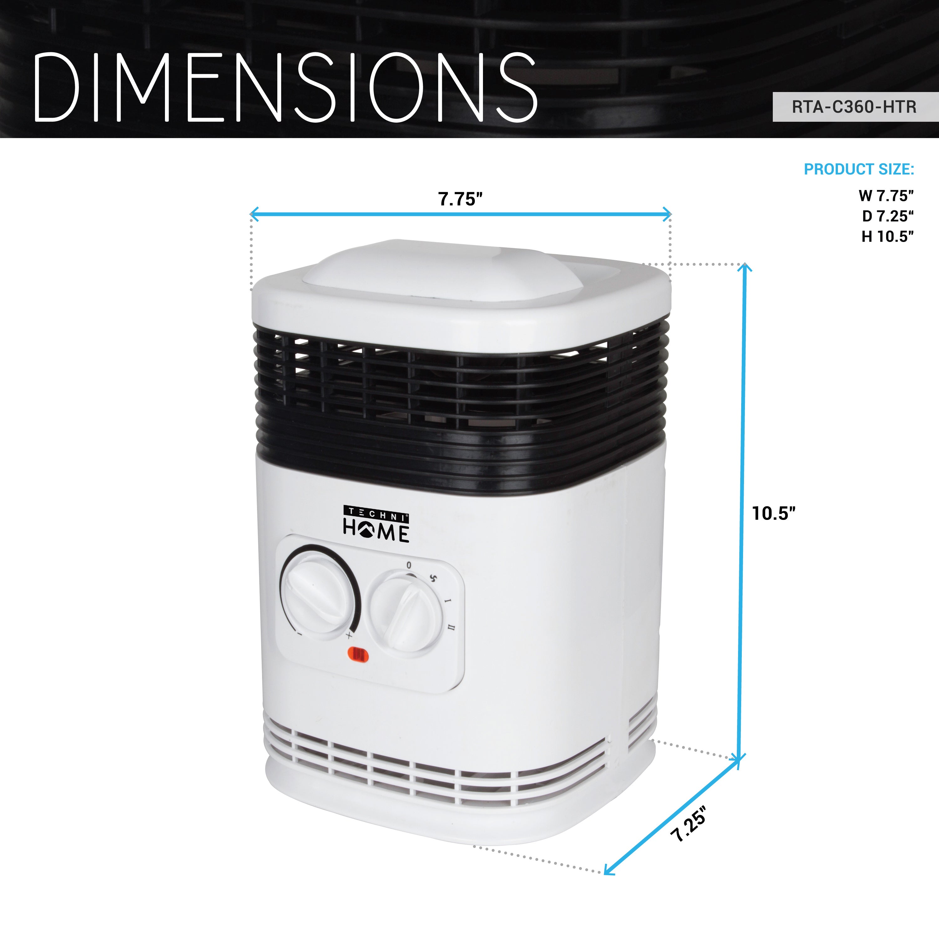 360 degree Ceramic Heater with Safety Tip-Over Shutoff and Overheat Protection