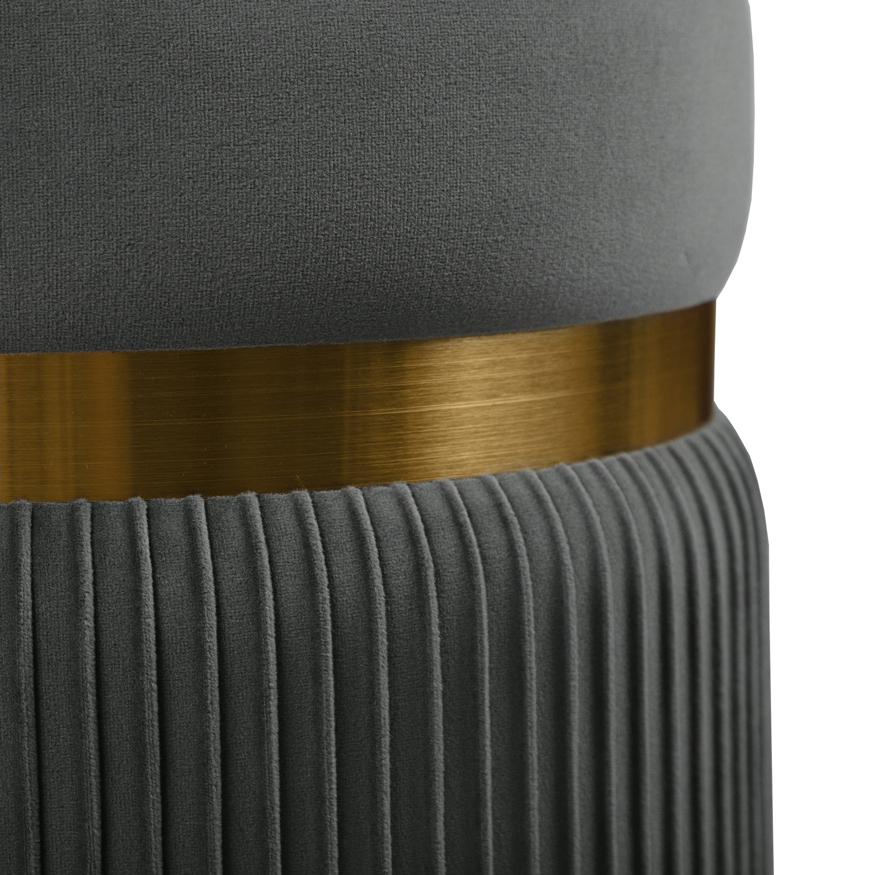 Modern Velvet Round Ottoman with Storage Ottoman
