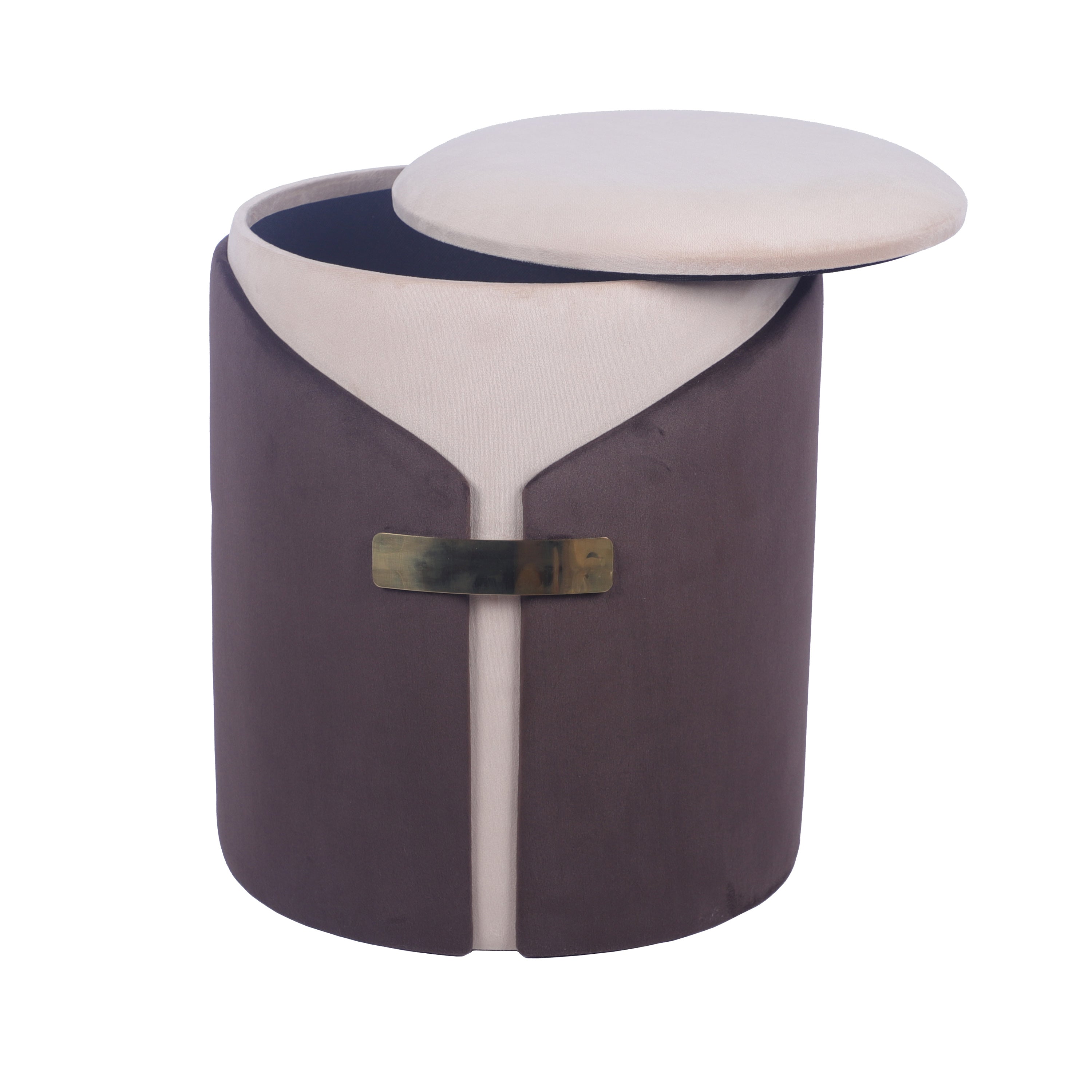 Two-Toned Vanity Stool Ottoman with Storage Ottoman