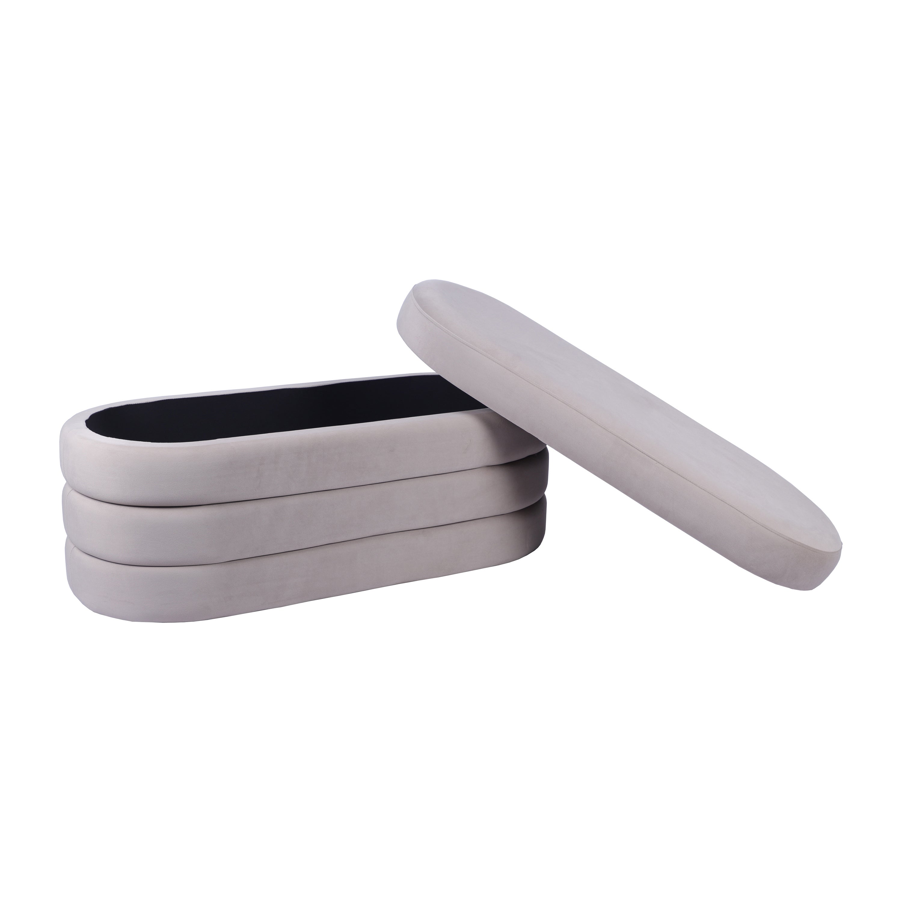 Velvet Ottoman Bench with Storage Ottoman