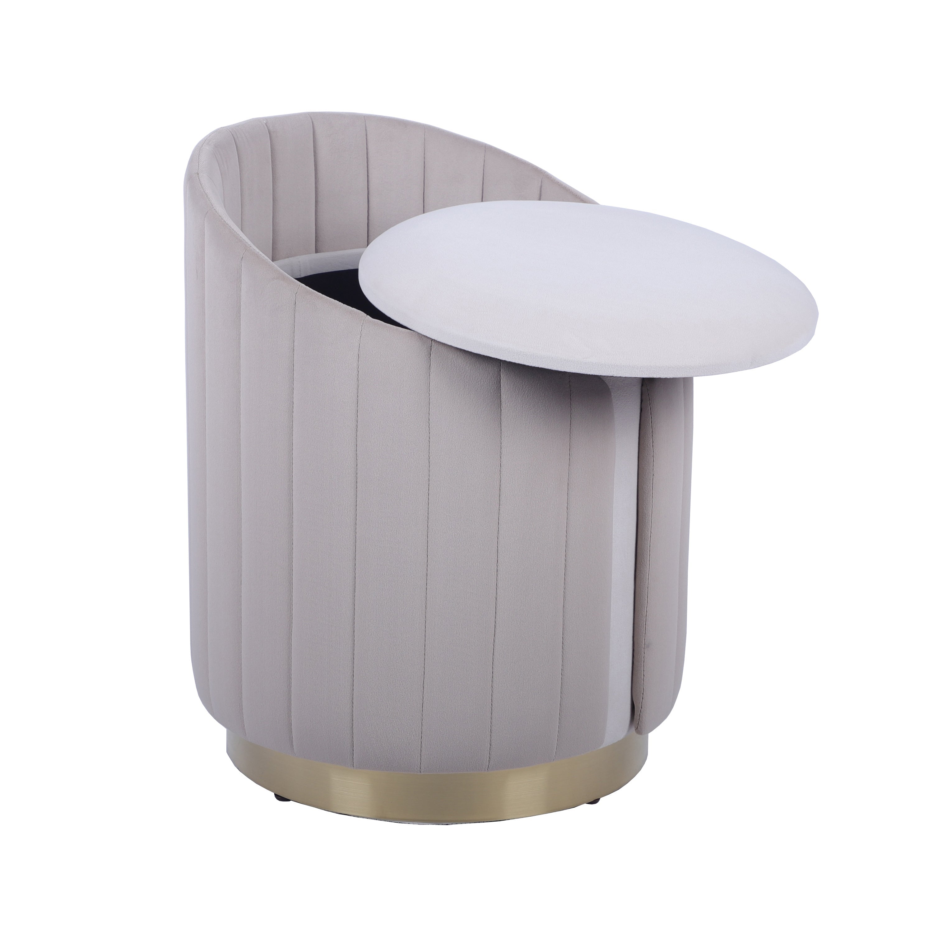 Plush Velvet Vanity Stool Ottoman with Storage Ottoman