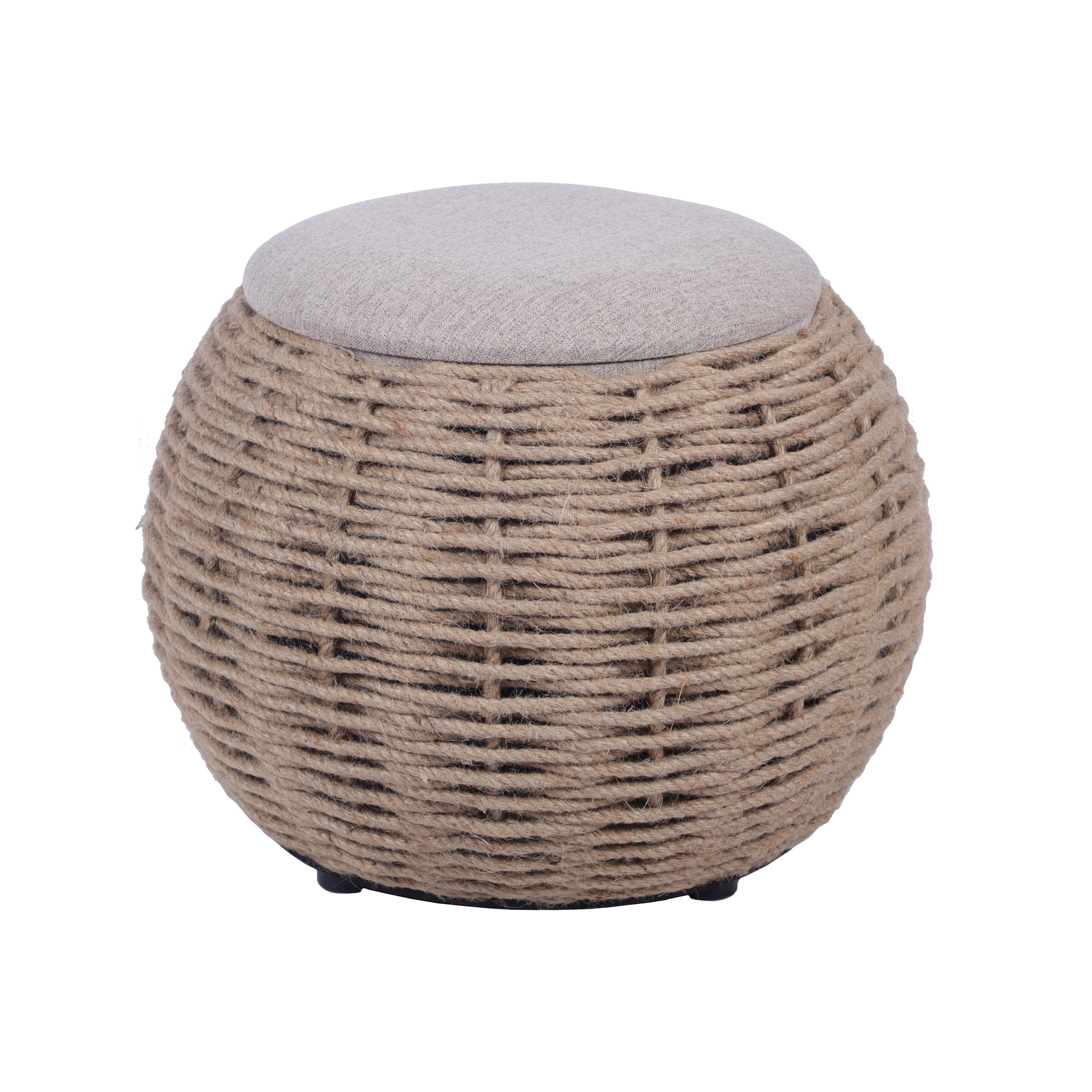 Natural Woven Ottoman with Storage Ottoman