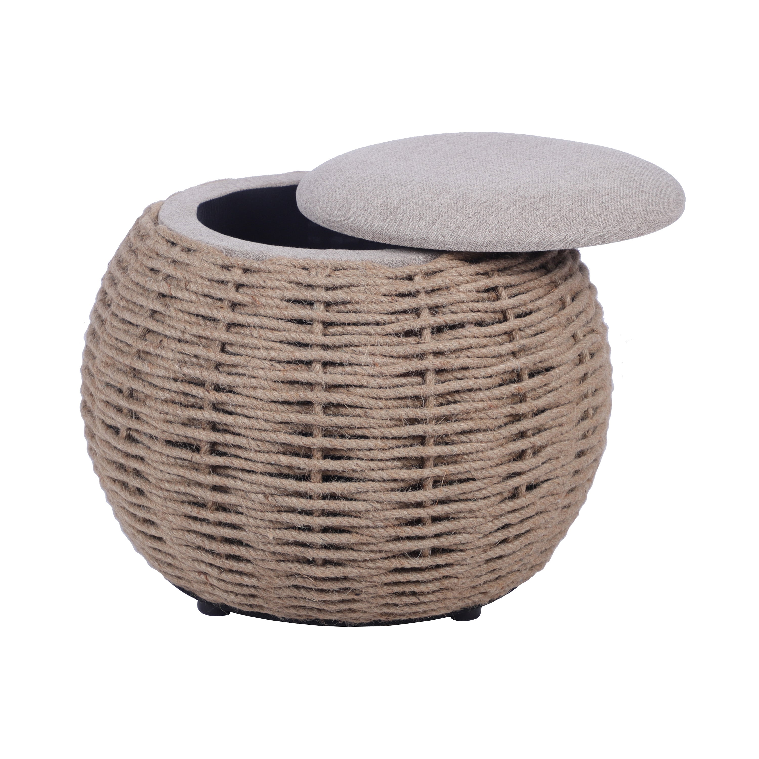 Natural Woven Ottoman with Storage Ottoman