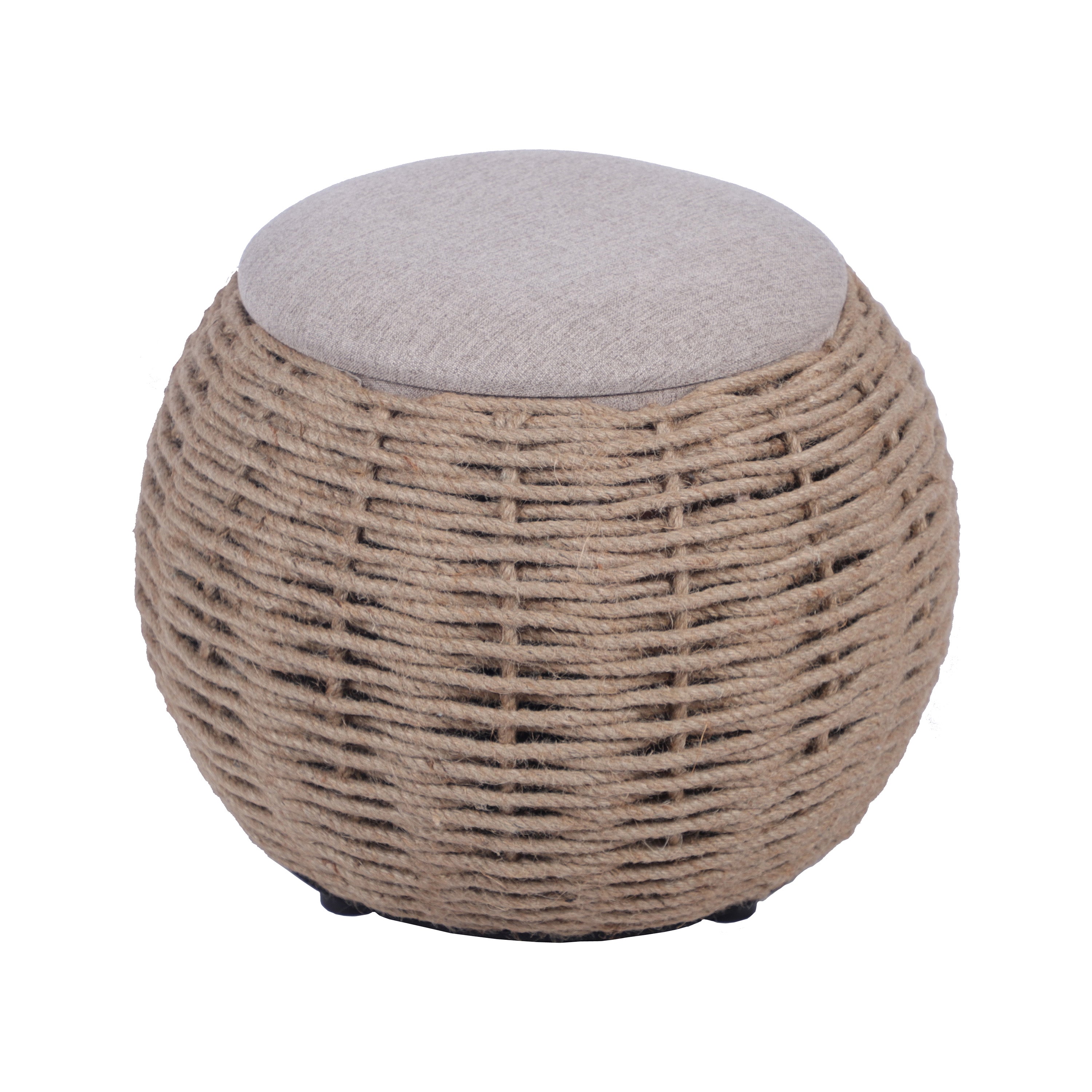 Natural Woven Ottoman with Storage Ottoman