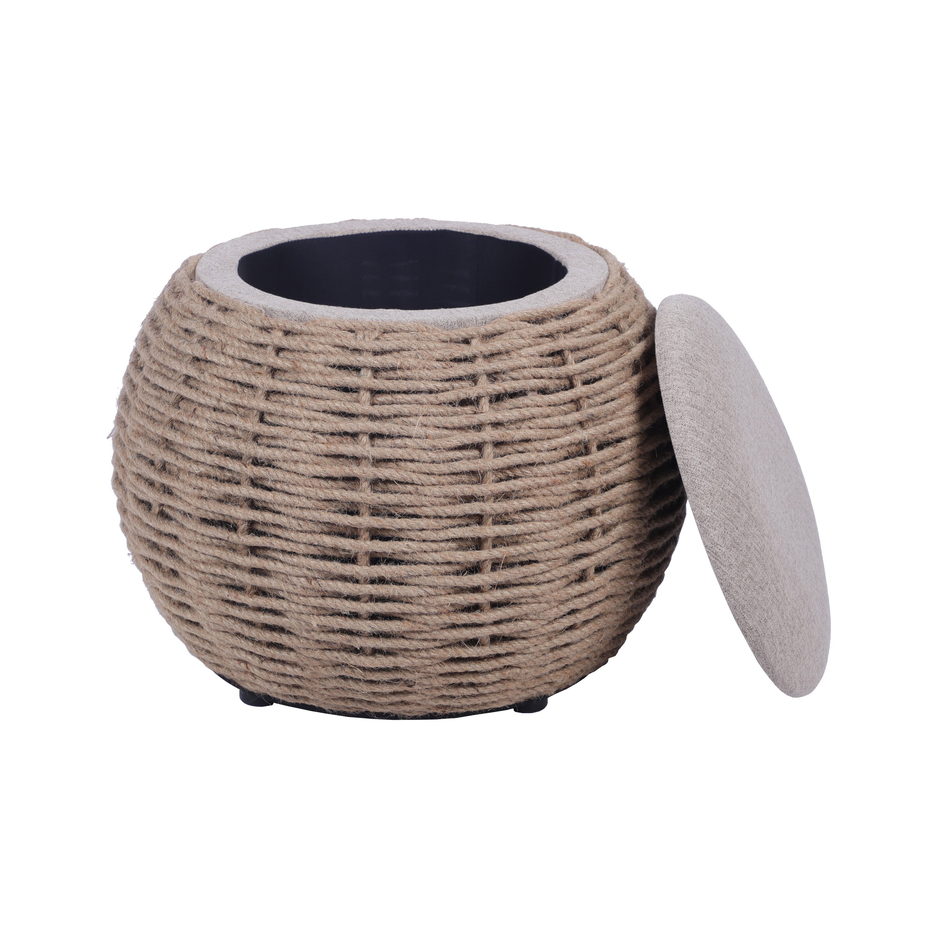 Natural Woven Ottoman with Storage Ottoman