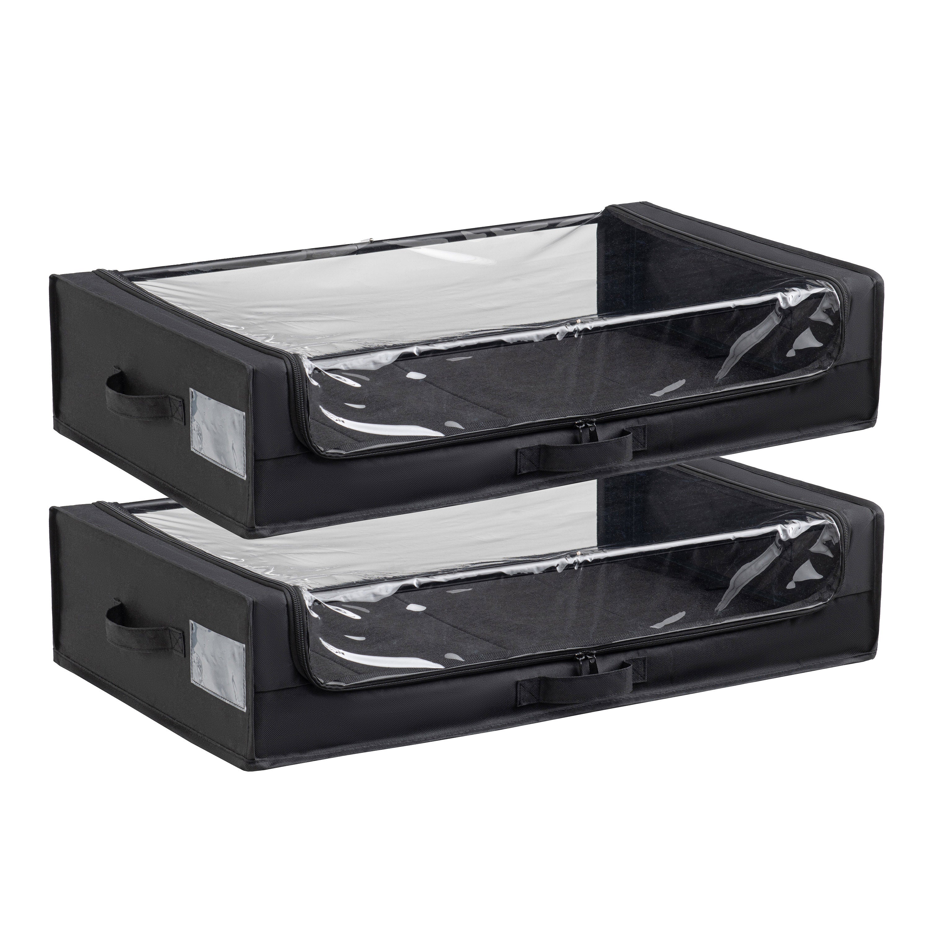 Rolling Under-Bed Storage Organizer with Clear Top, Space-Saving Design, and Multi-Directional Wheels – Perfect for Clothes, Shoes, and Household Items, Set of 2