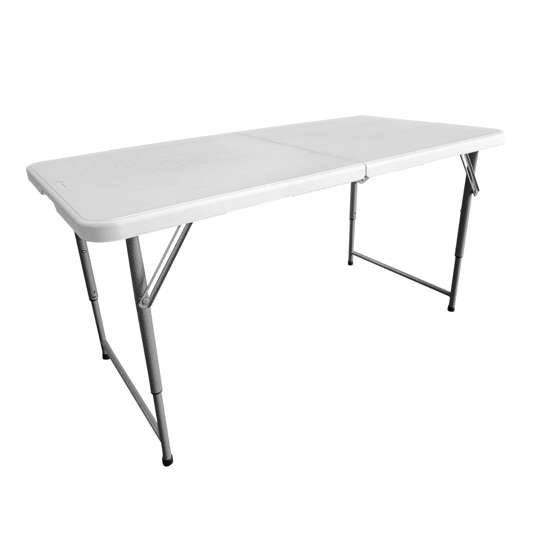 4 FT Granite White Adjustable Height Folding Table with Easy-Carry Handle