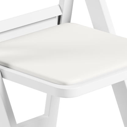 4-Pack White Resin Folding Chairs with Padded Seat