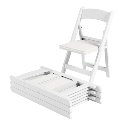 4-Pack White Resin Folding Chairs with Padded Seat