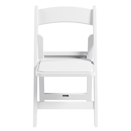 4-Pack White Resin Folding Chairs with Padded Seat