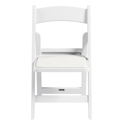 4-Pack White Resin Folding Chairs with Padded Seat