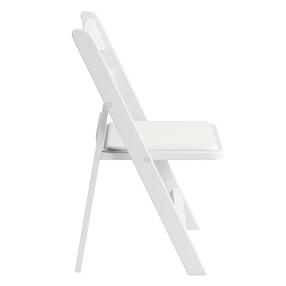 4-Pack White Resin Folding Chairs with Padded Seat