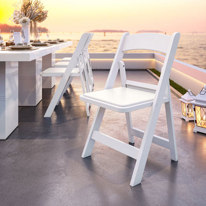4-Pack White Resin Folding Chairs with Padded Seat