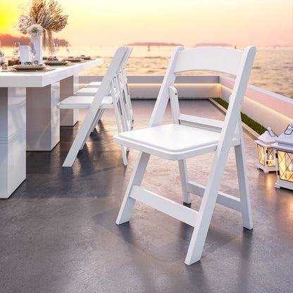 4-Pack White Resin Folding Chairs with Padded Seat