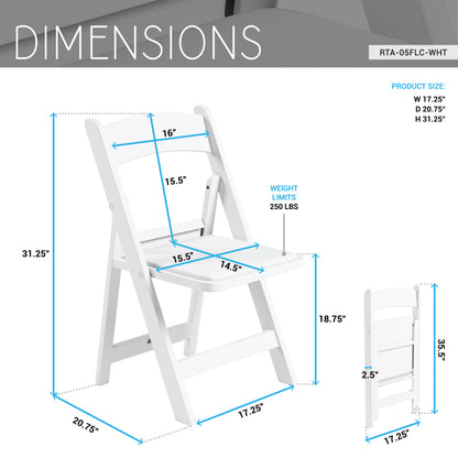 4-Pack White Resin Folding Chairs with Padded Seat