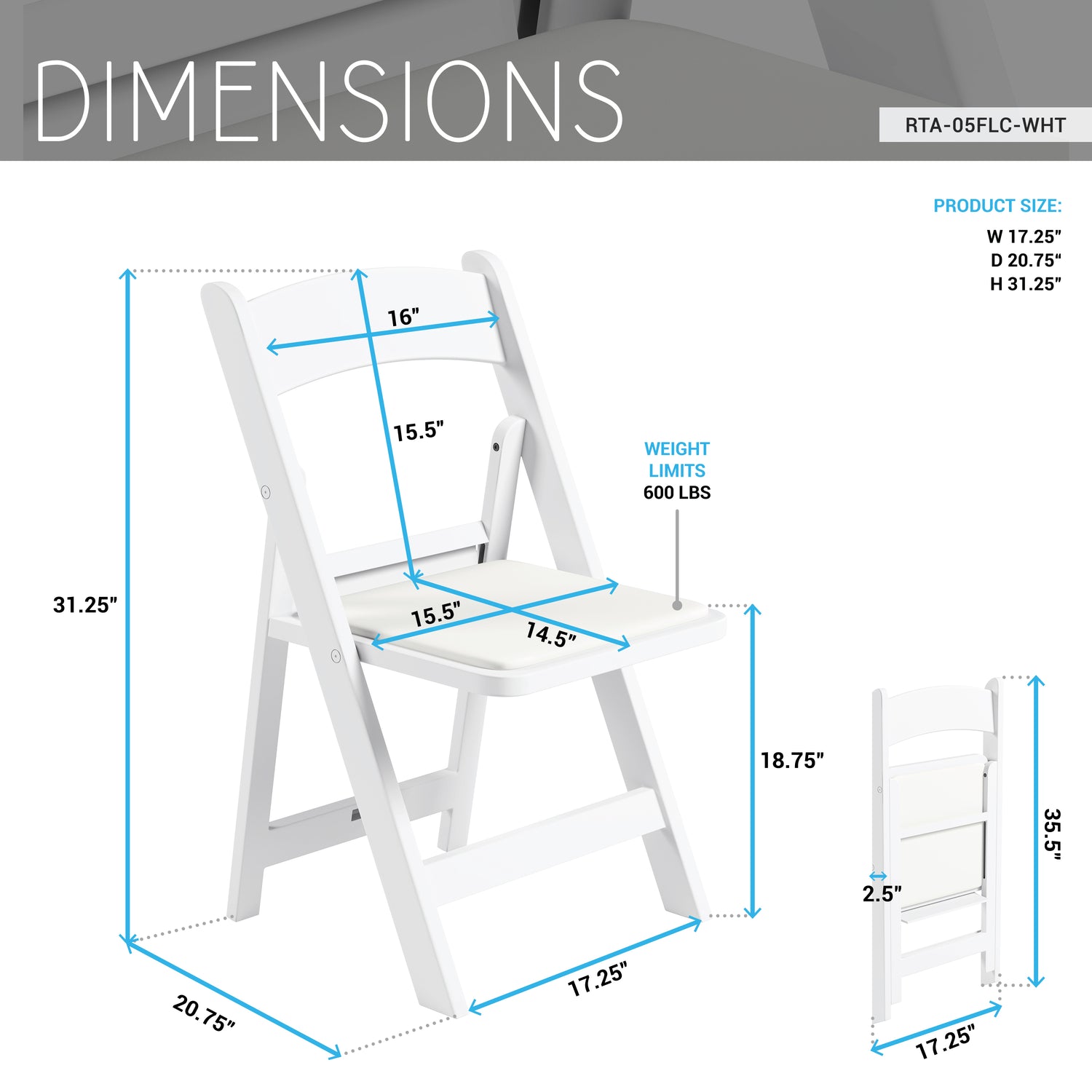 4-Pack White Resin Folding Chairs with Padded Seat