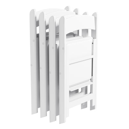 4-Pack White Resin Folding Chairs with Padded Seat