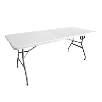 6 FT Granite White Folding Table with Easy-Carry Handle