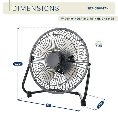 8” USB-Powered High Velocity Fan, 2-Speed Compact Fan with Adjustable Tilt for Home, Office &amp; Garage Cooling