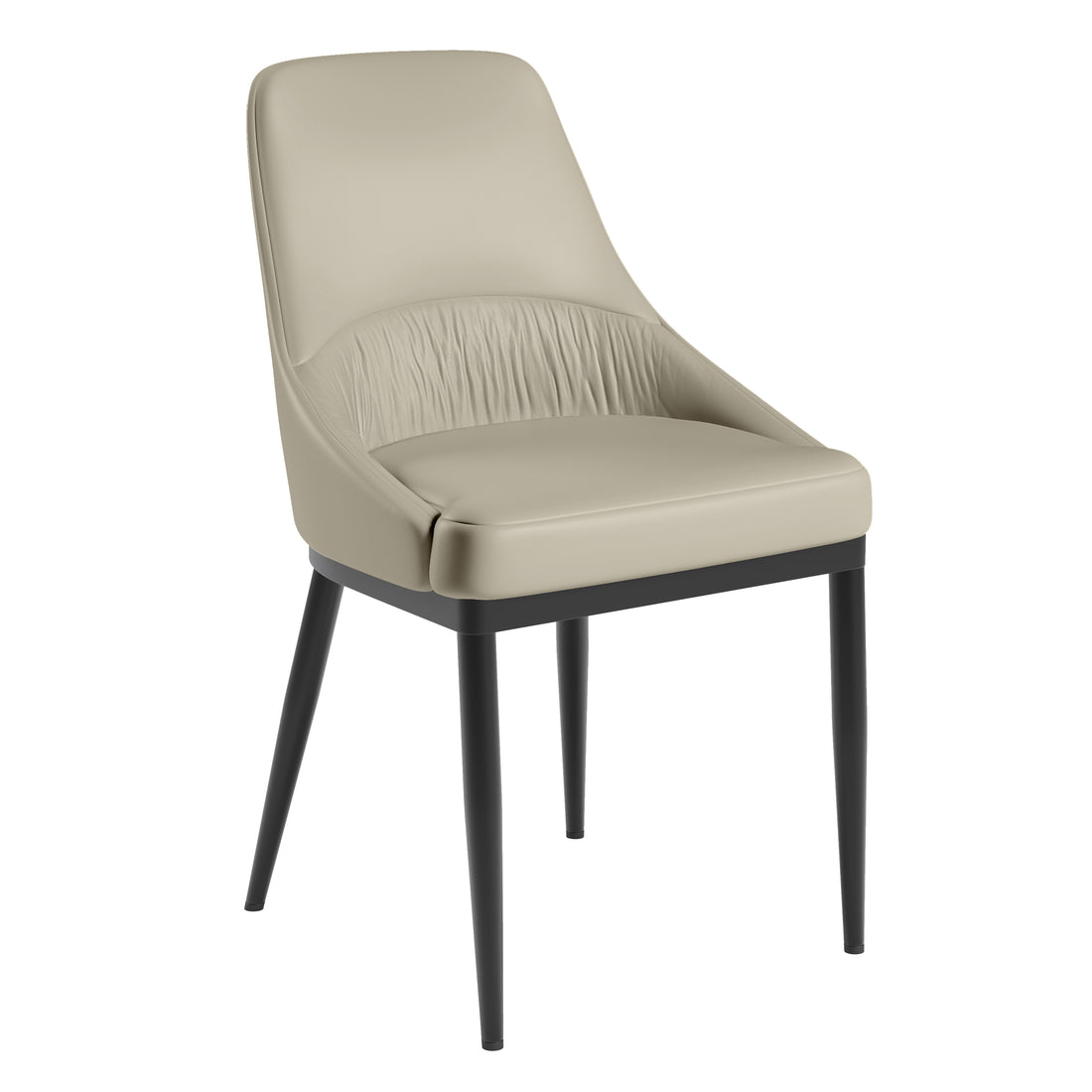 Armless Taupe Dining Chairs with Black Legs – Set of 2