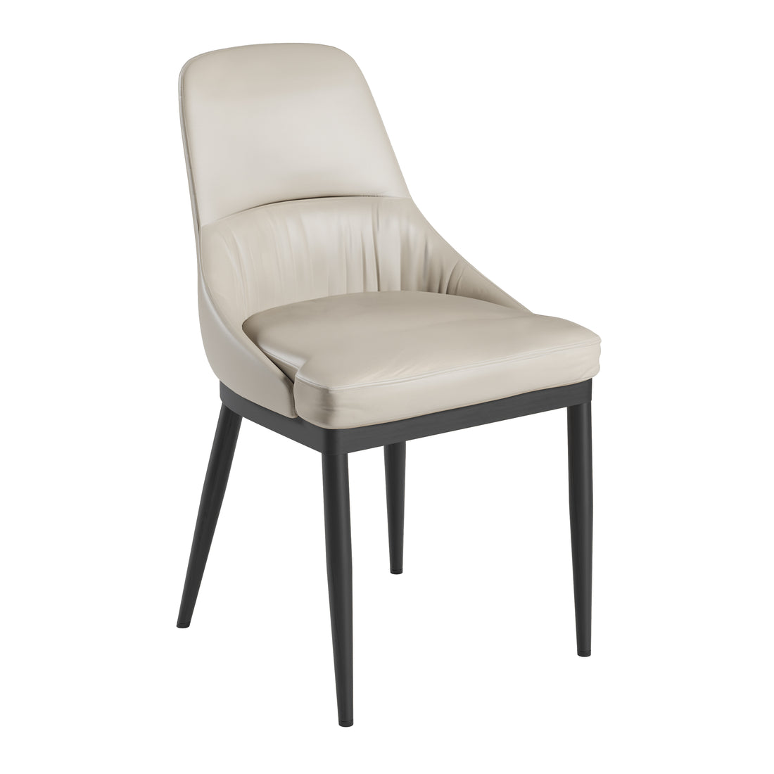 Armless Taupe Dining Chairs with Black Legs – Set of 2