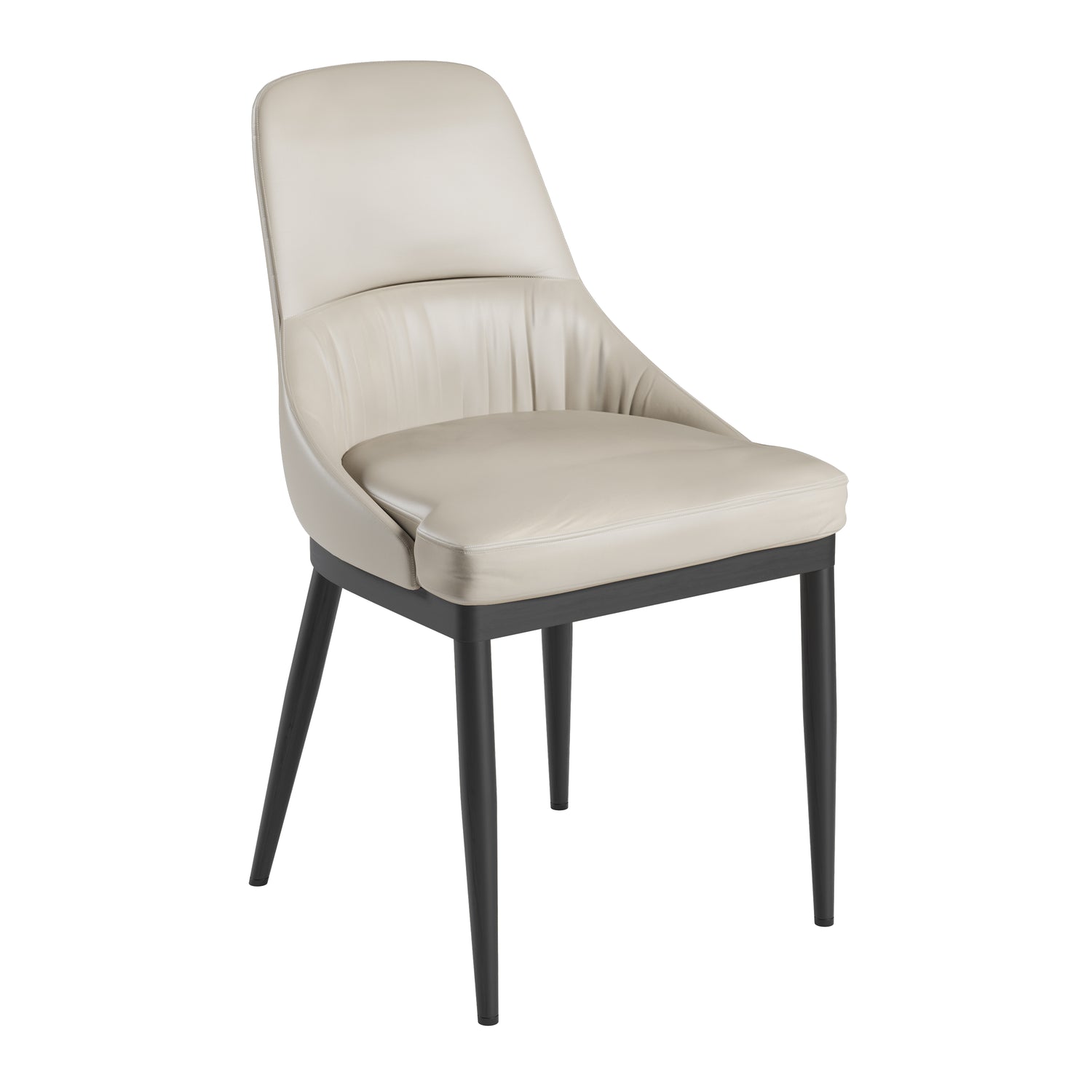 Armless Taupe Dining Chairs with Black Legs – Set of 2