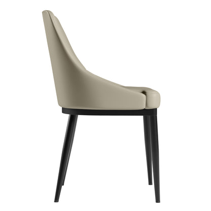 Armless Taupe Dining Chairs with Black Legs – Set of 2