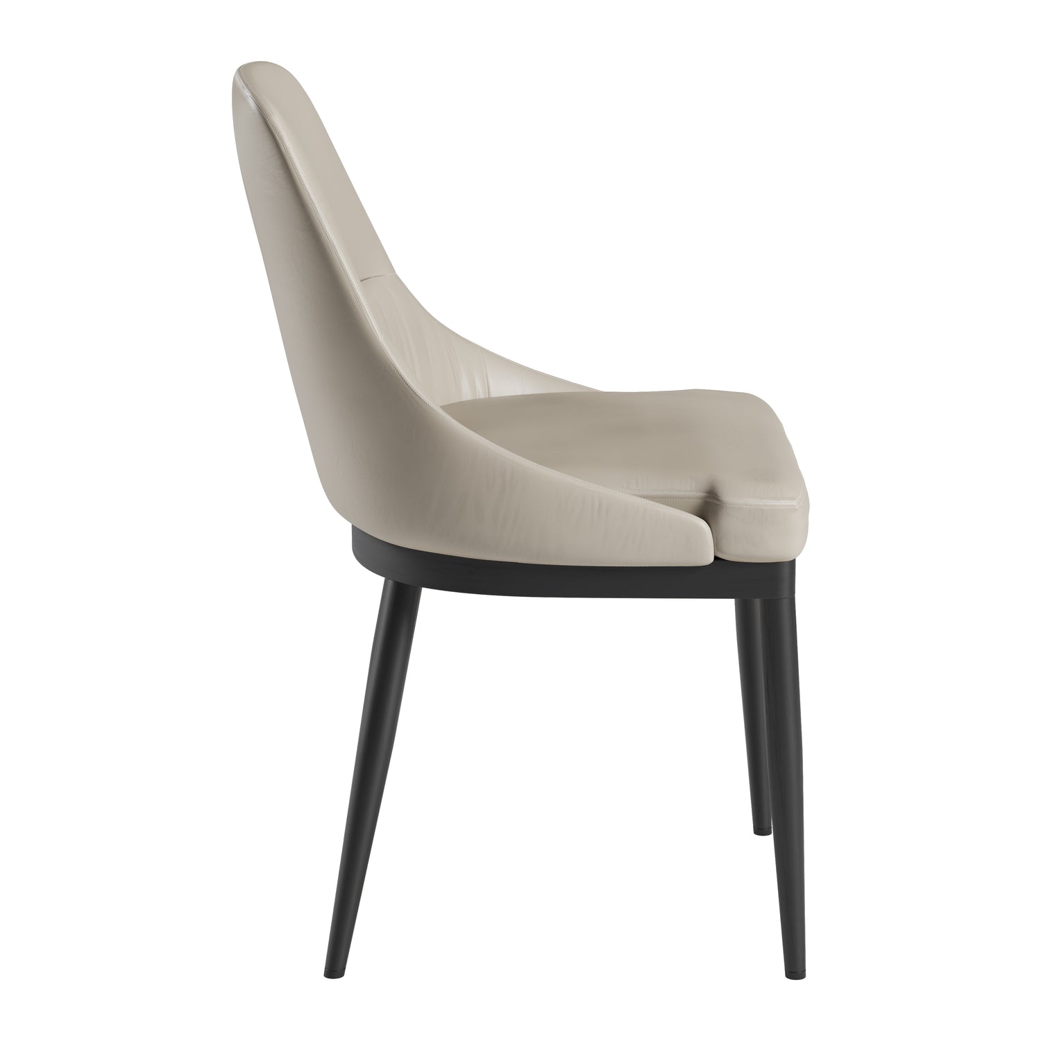 Armless Taupe Dining Chairs with Black Legs – Set of 2
