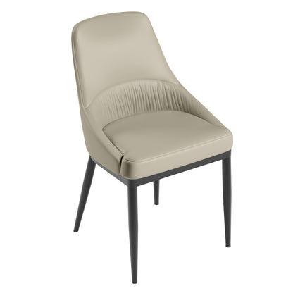Armless Taupe Dining Chairs with Black Legs – Set of 2