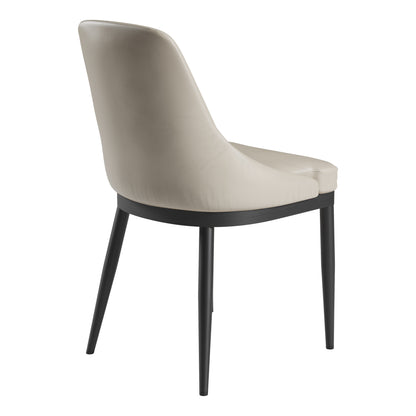Armless Taupe Dining Chairs with Black Legs – Set of 2