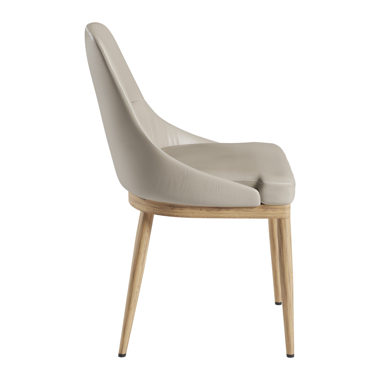 Armless Taupe Dining Chairs with Wood-Look Legs – Set of 2