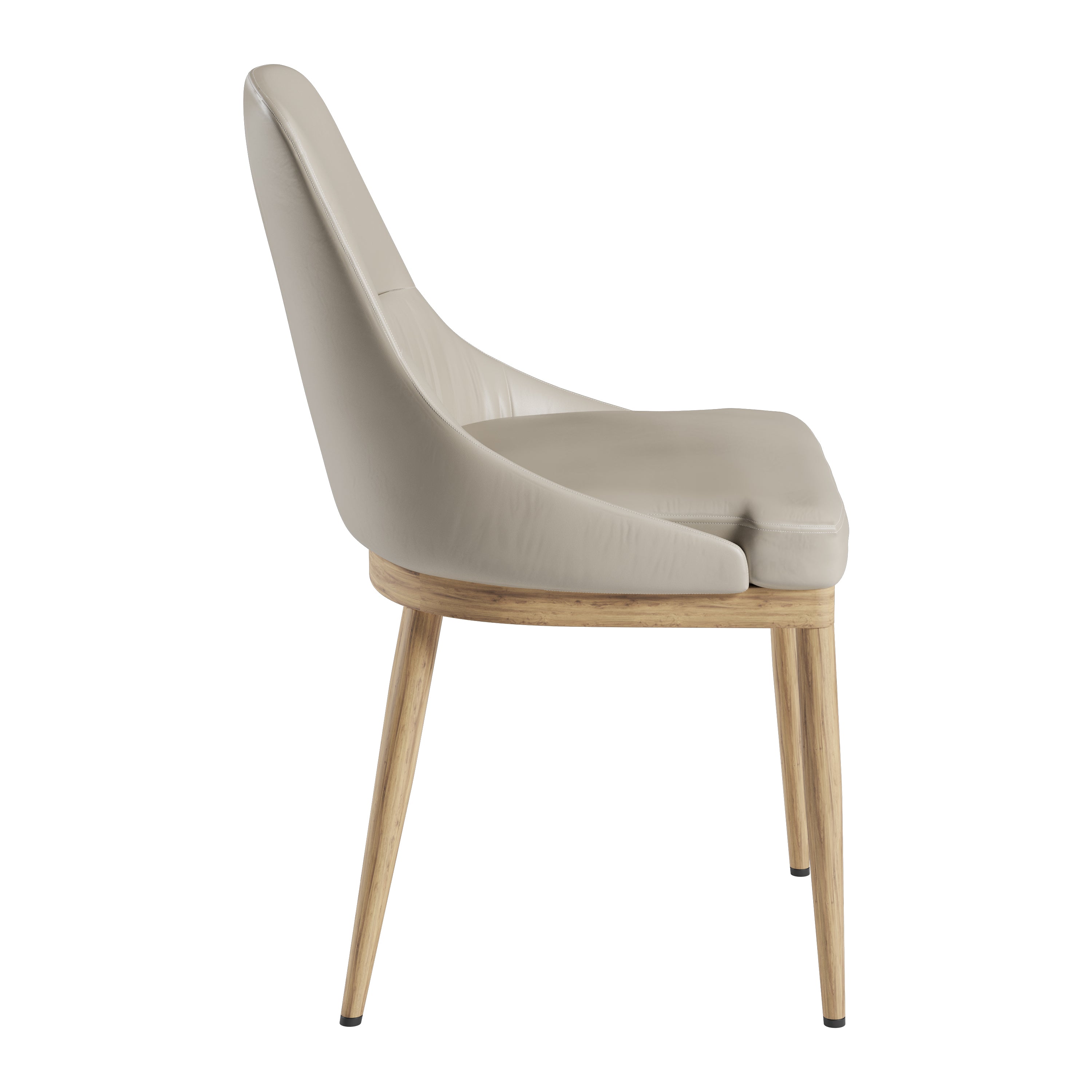 Armless Taupe Dining Chairs with Wood-Look Legs – Set of 2