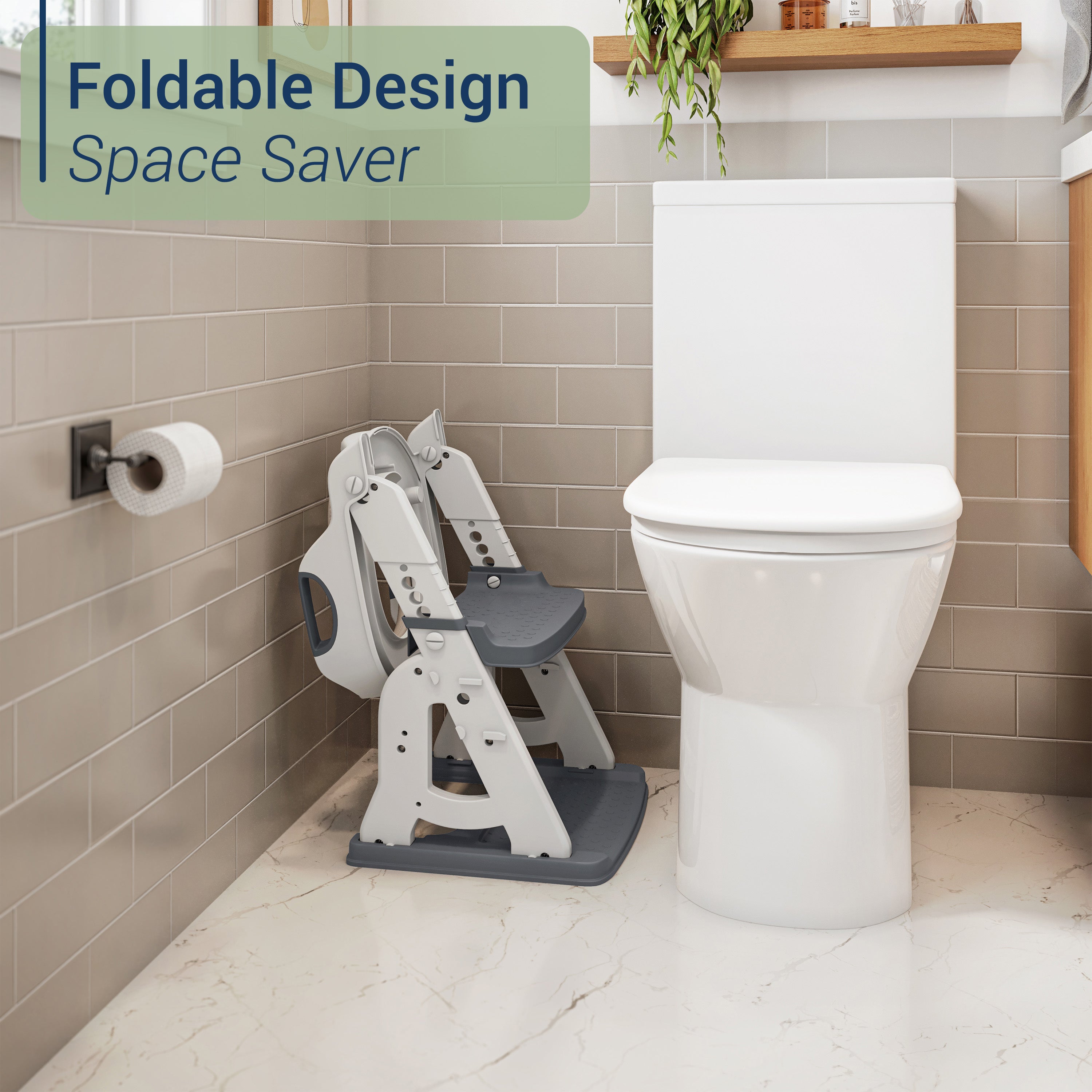 Toddler Potty Training Seat with Step Stool Ladder, Foldable