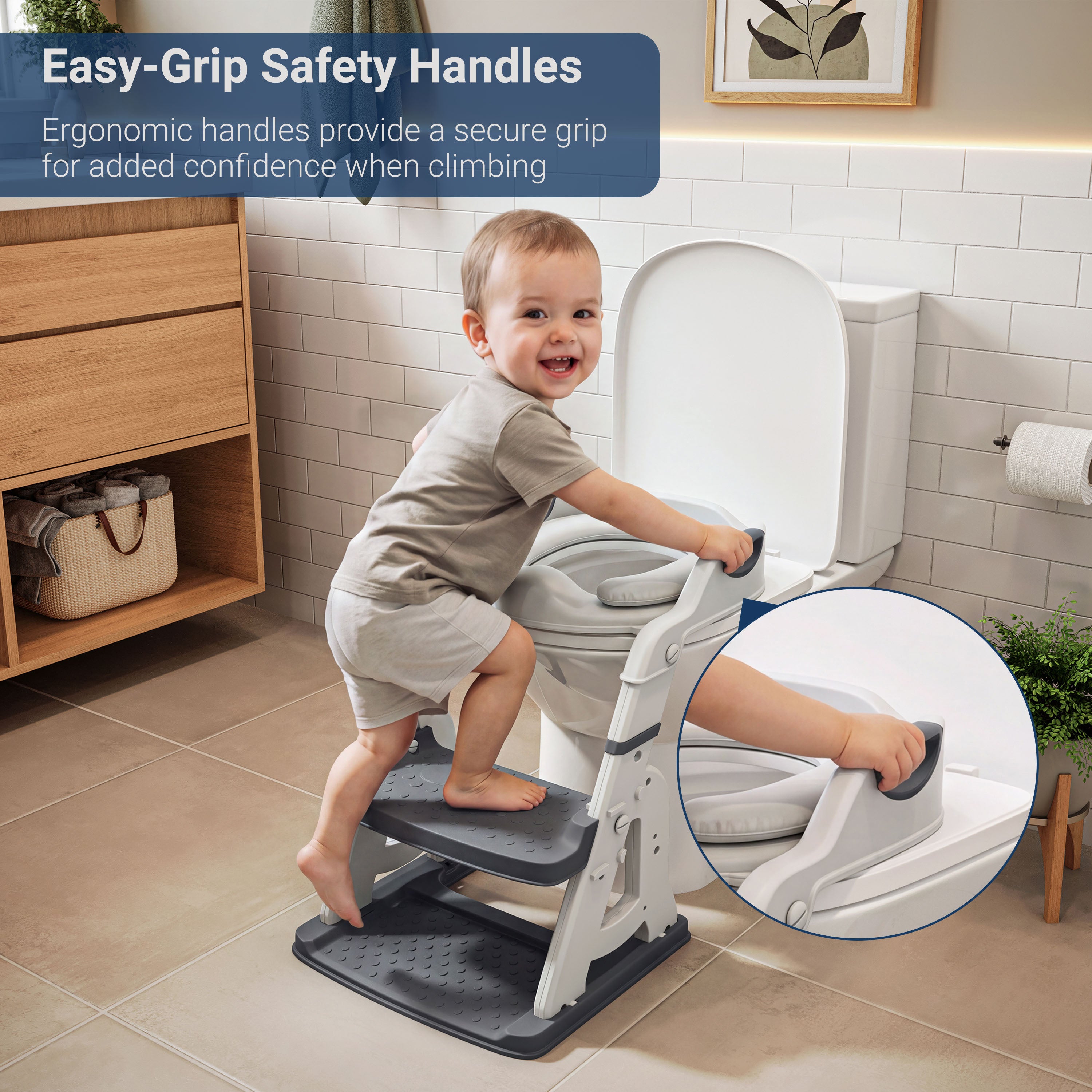 Toddler Potty Training Seat with Step Stool Ladder, Foldable